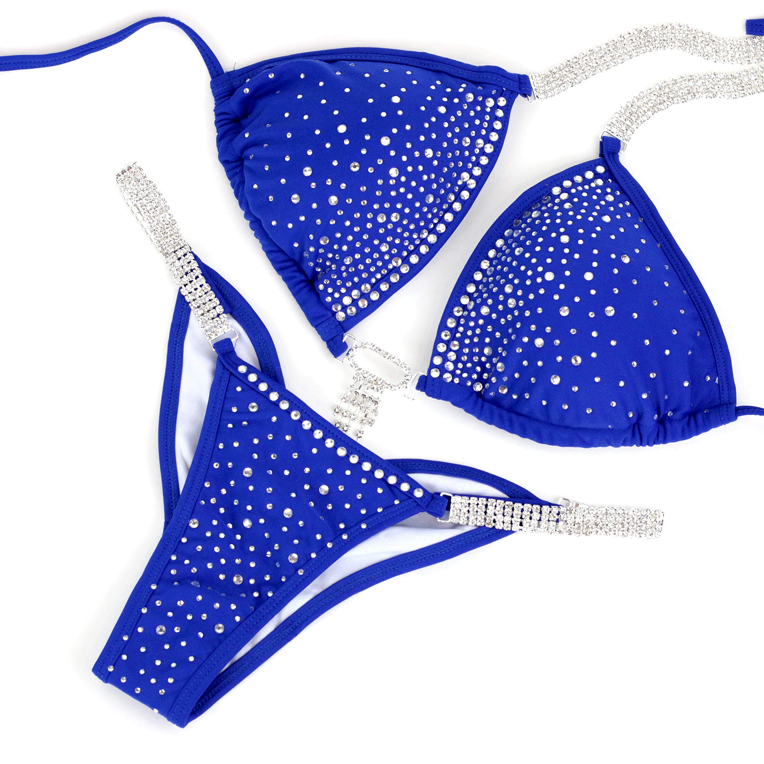 IFBB Competition Bikini Suit - NPC Approved Scrunch Posing Suit in Sapphire Blue | Women's Bodybuilding Swimwear for Stage Performance & Fitness Shows