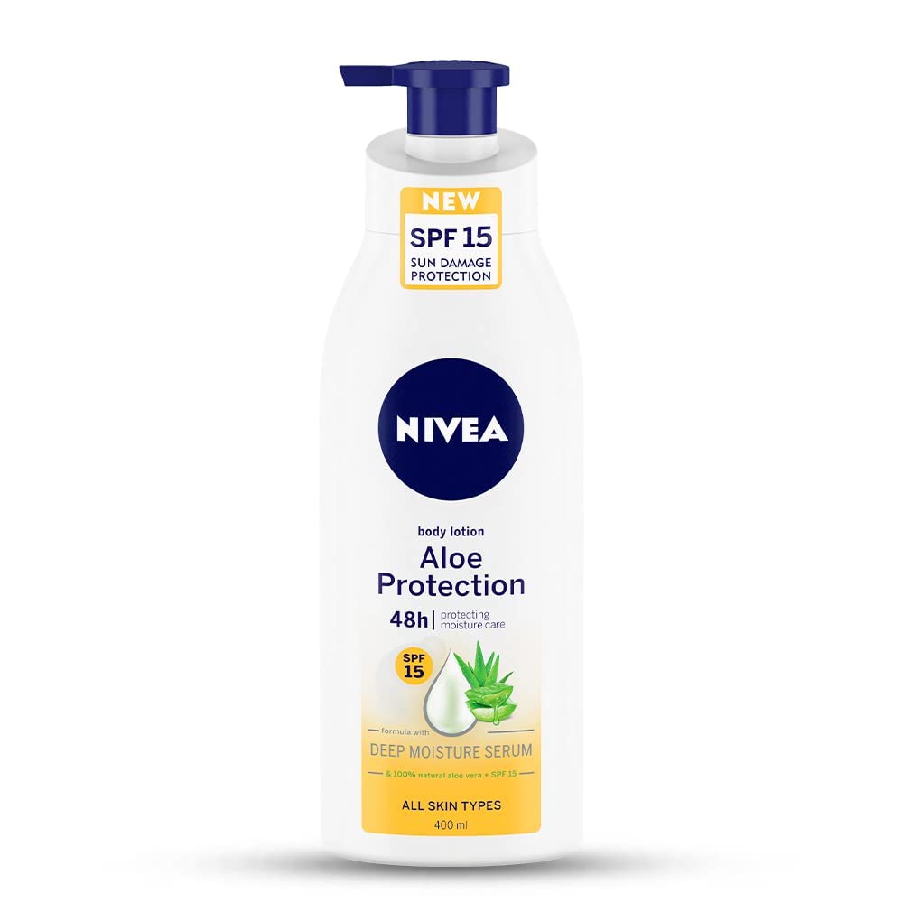 Aloe Vera SPF 15 Body Lotion with Moisturizing Serum - 200ml for Men & Women | All Skin Types | Sun Protection & Hydration for Daily Use, Outdoor Activities & Dry Skin Care