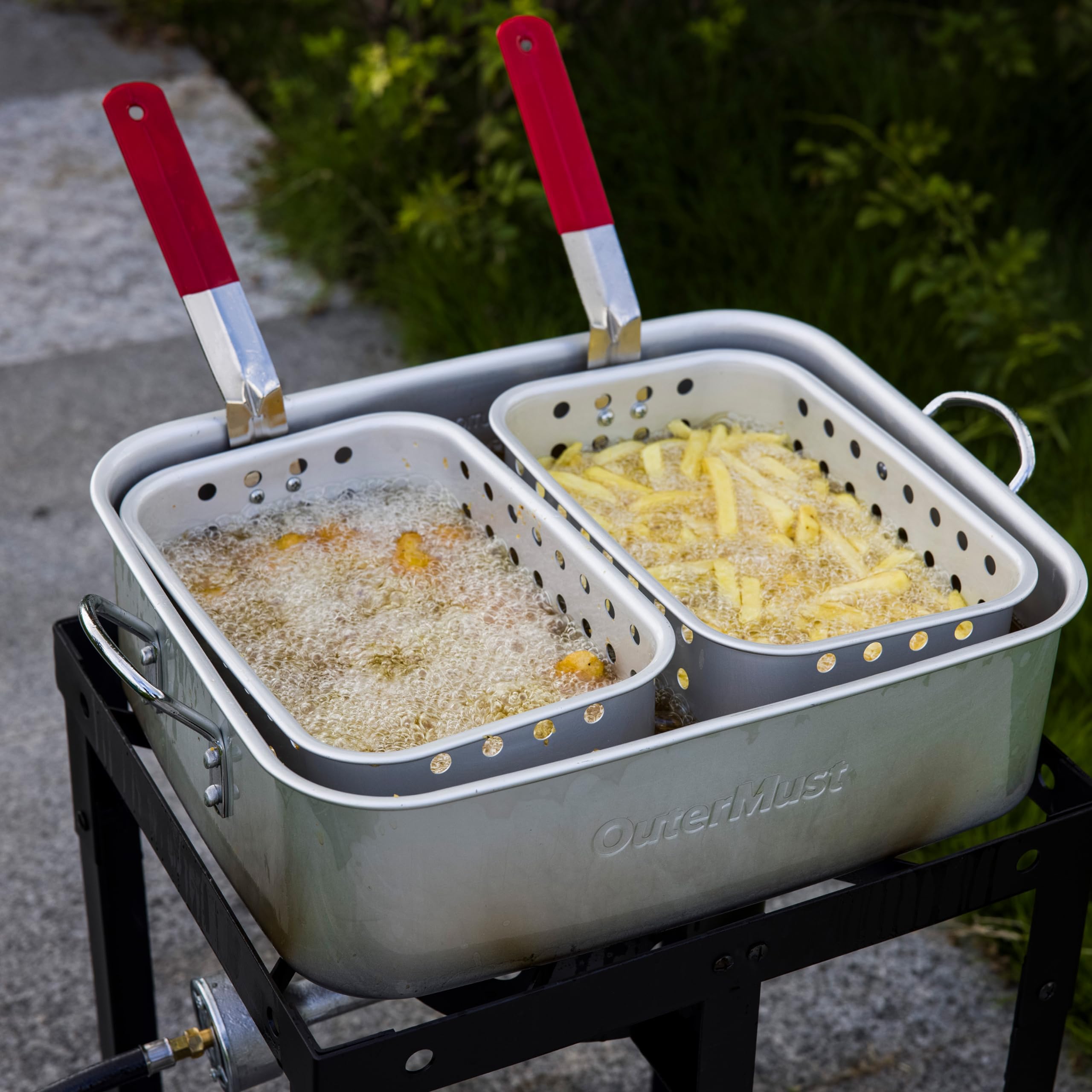 18QT Propane Deep Fryer 58K BTU with Baskets & Lid - Perfect for Outdoor Fish, Chicken Wings & Fries
