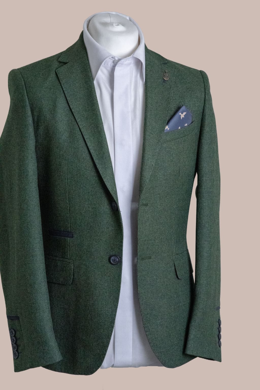Fratelli Robbie Men's Olive Green Tweed Blazer Jacket - Slim Fit Casual Sport Coat for Business, Weddings & Formal Events