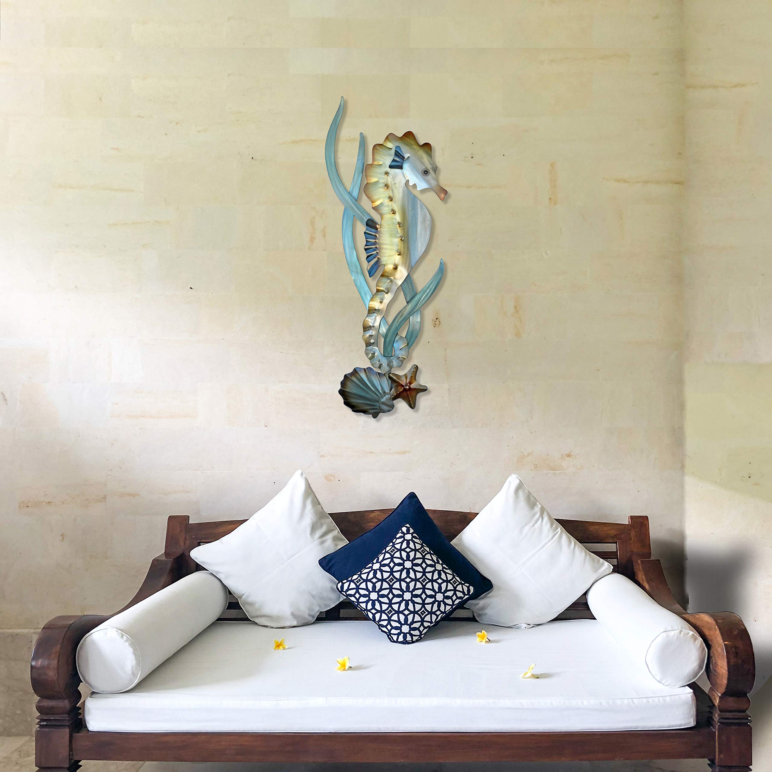 T.I. Design Seahorse Coastal Contemporary Beach Metal Wall Art - Perfect for Beach House Decor, Coastal Living Room, or Ocean-Themed Bedroom