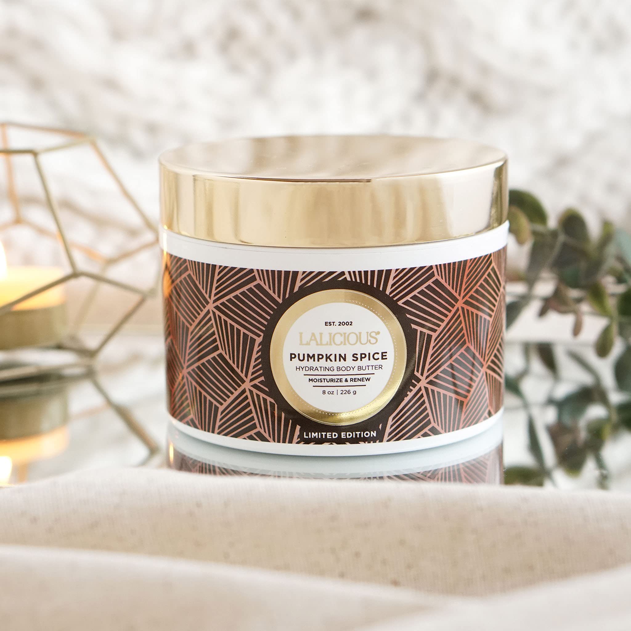 Lalicious Pumpkin Spice Body Butter - Ultra Hydrating Shea Butter Moisturizer for Dry Skin - Paraben Free & Natural Ingredients (8oz) - Perfect for Fall Skincare & Winter Dryness Relief