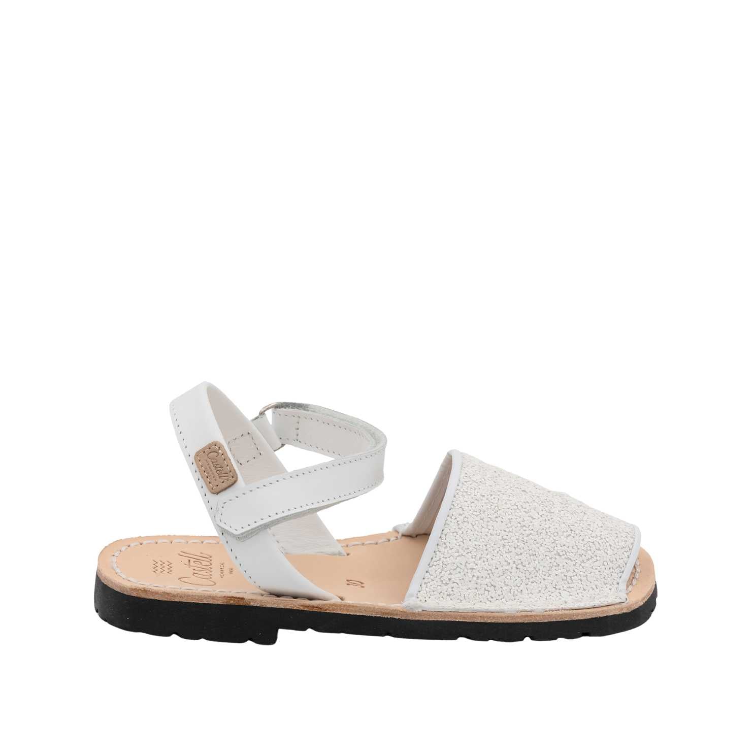 Glitter Leather Open Toe Menorcan Sandal For Kids - Iker 1002RN Glitter Ciervo | Comfortable Summer Shoes for Beach, Pool & Outdoor Play