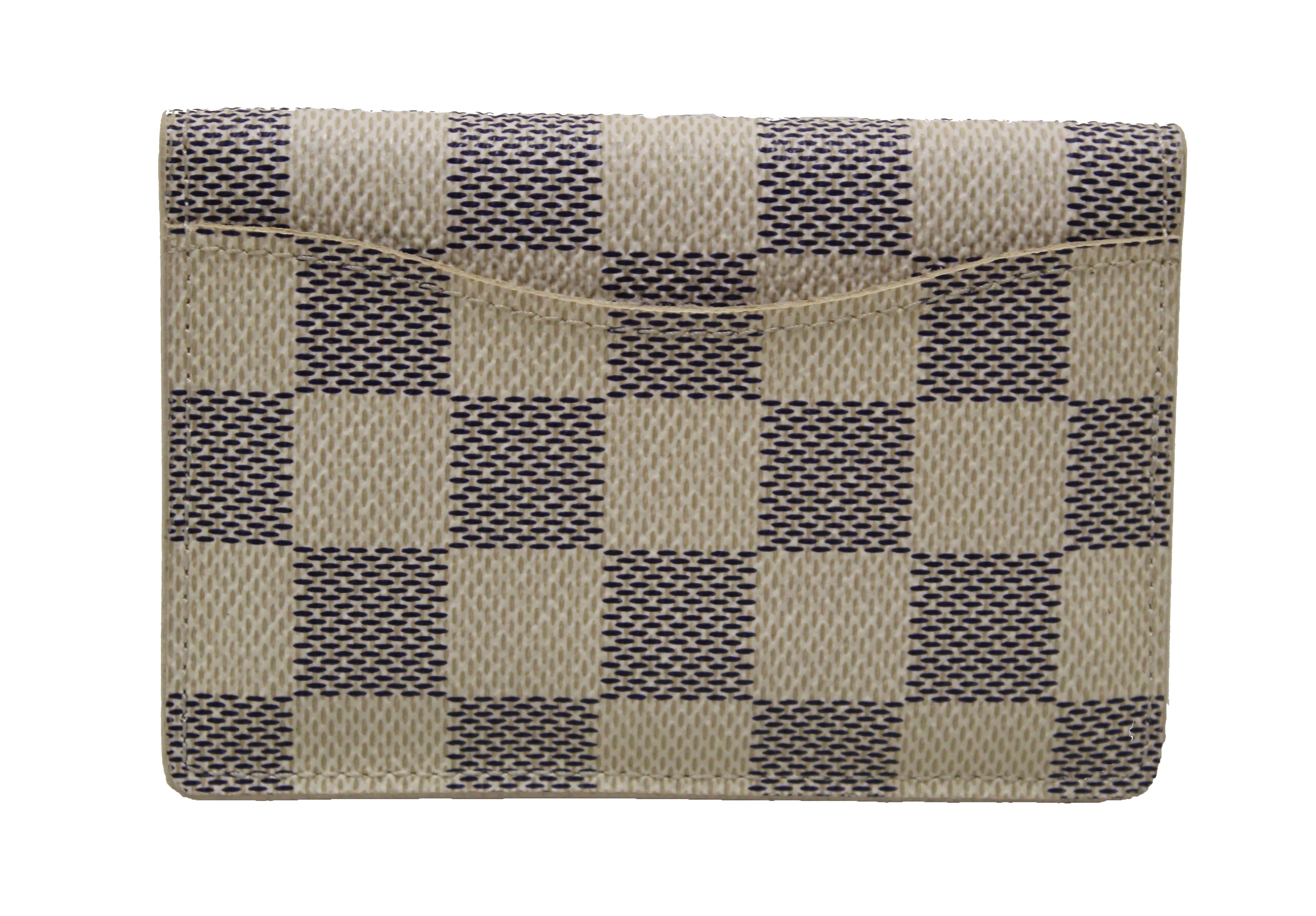 Authentic Louis Vuitton Damier Azur Canvas Pocket Organizer Card Holder Wallet - Slim RFID Blocking Luxury Card Case for Men & Women - Perfect for Travel, Business & Everyday Use