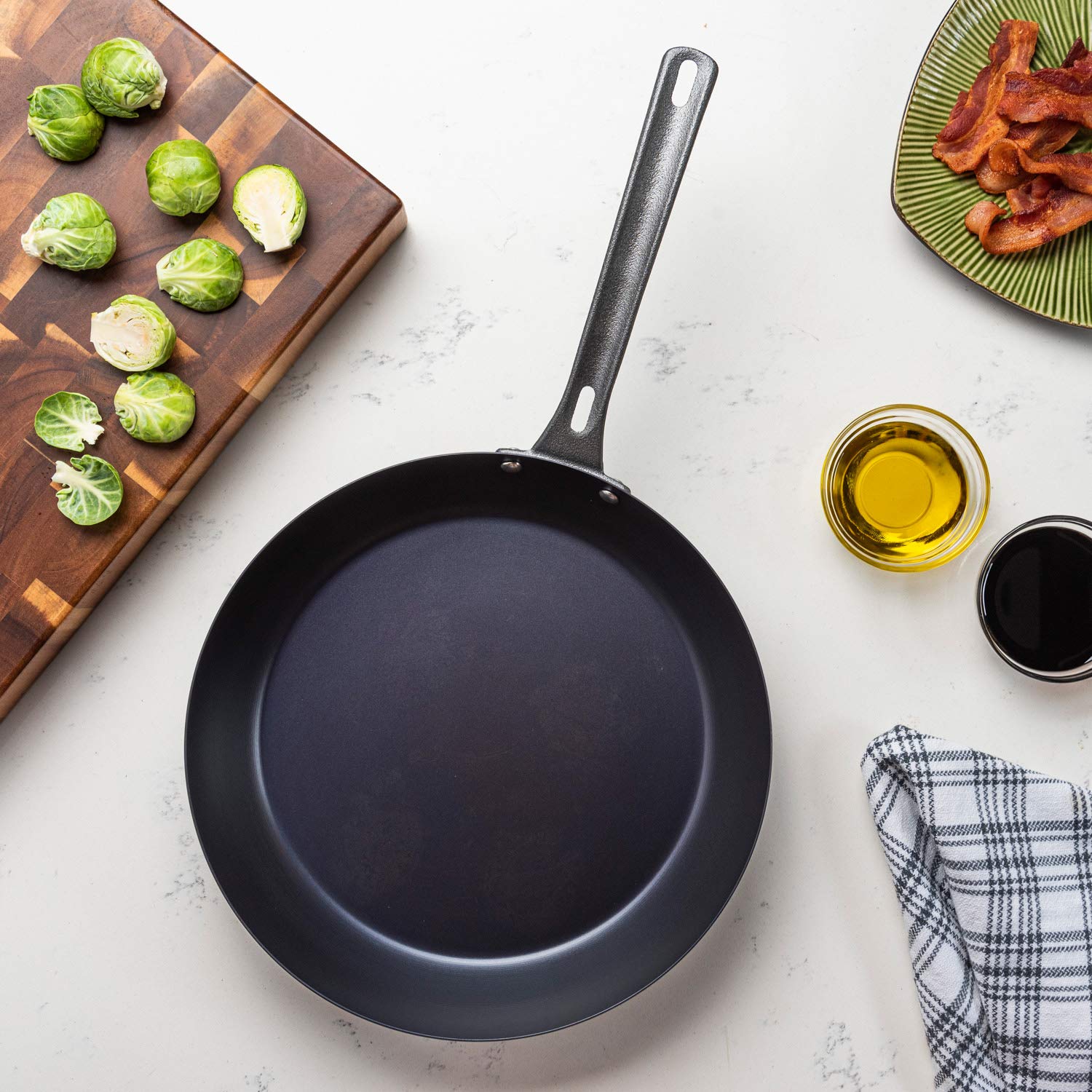 Premium Viking Non-Stick Frying Pans Set - 10 & 12 Inch Blue Carbon Steel Cookware with Black Coating - Professional Kitchen Essentials for Searing, Frying & Sauteing - Perfect for Home Chefs & Restaurant Use