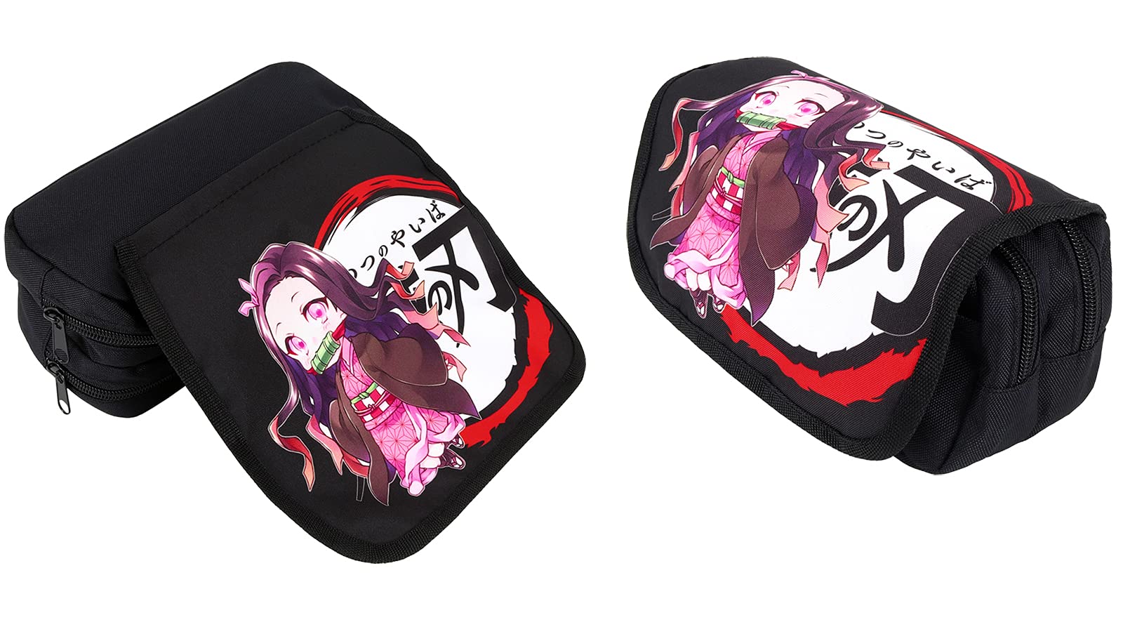 Roffatide Anime Demon Slayer Makeup Bag - Waterproof Zipper Cosmetic Pouch for Travel & School - Perfect for Makeup Brushes, Pens & Small Accessories