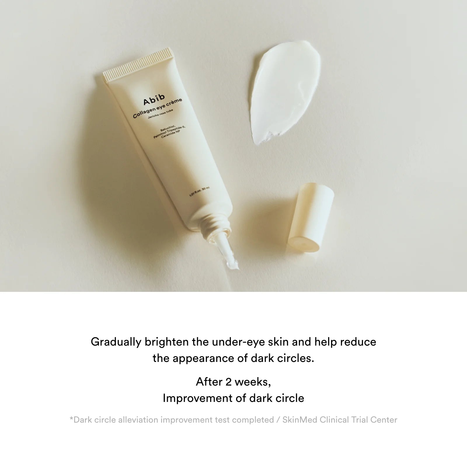 Abib Collagen Eye Cream with Jericho Rose - 30ml Tube for Dark Circles & Wrinkles - Hydrating Under Eye Treatment for Day & Night Use