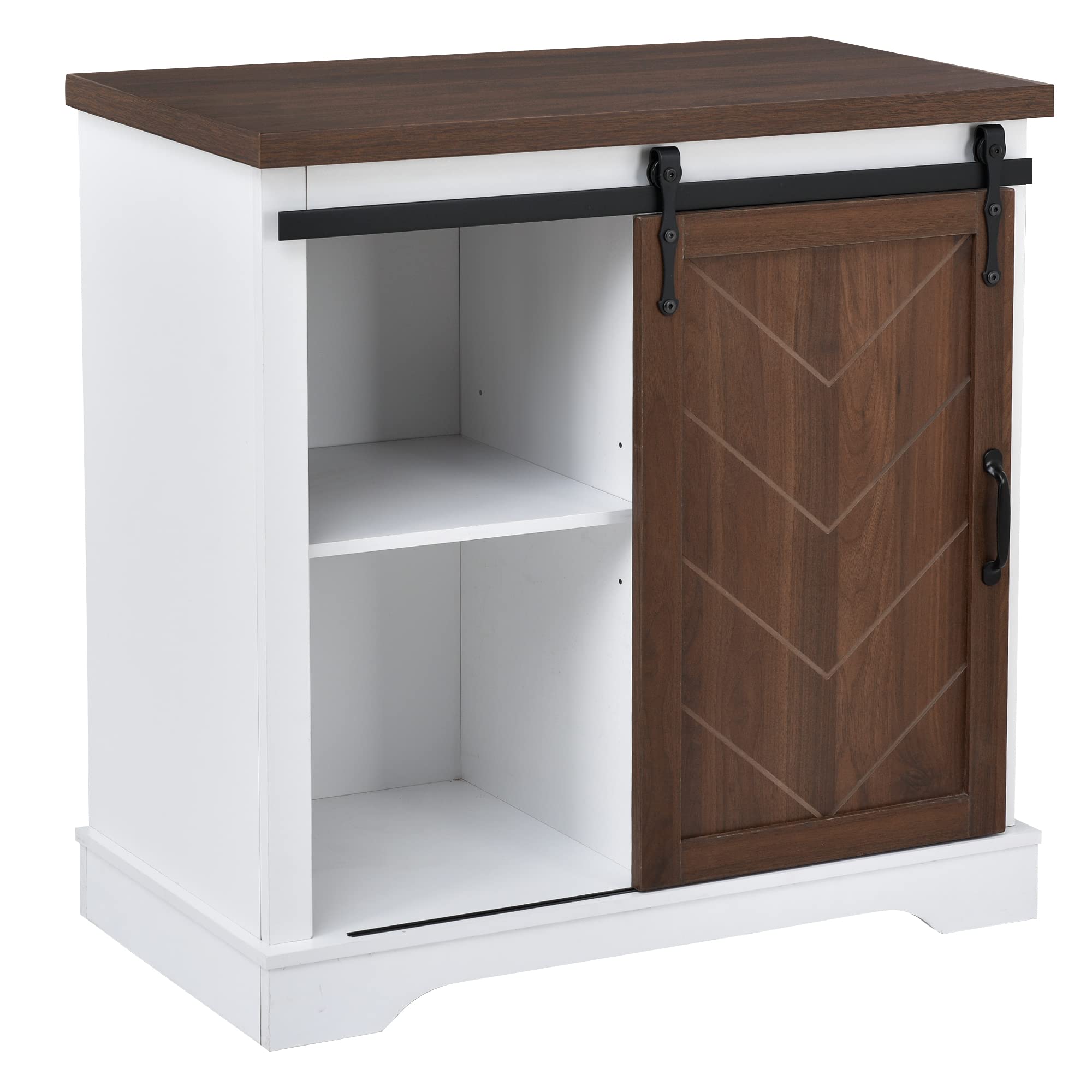 Modern Farmhouse Sliding Barn Door Storage Cabinet - Adjustable Shelf Freestanding Bathroom Organizer, Rustic Medicine Cabinet & Floor Buffet Sideboard for Bathroom, Bedroom, or Entryway Storage Solutions