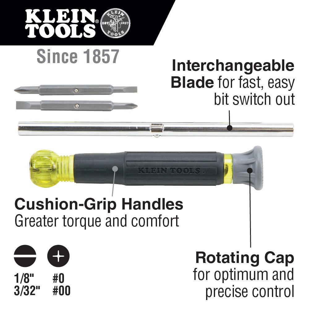 Wiha 66992 MagicRing Ball End Hex L-Key Set (22-Piece) & Klein Tools 32581 4-in-1 Electronics Screwdriver Set with Precision Machine Bits (4-Piece) - Perfect for DIY Projects, Home Repairs, and Professional Toolkits