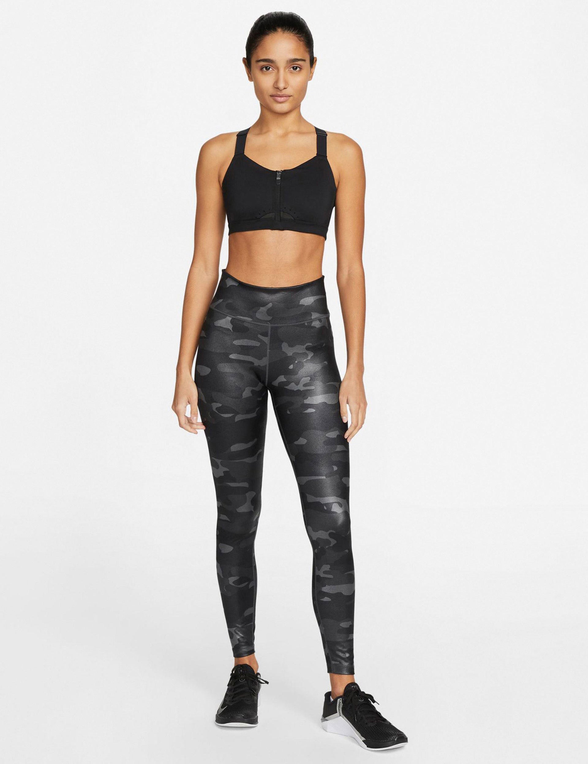 Nike Dri-FIT Alpha Padded Zip Front Sports Bra - Black/Dark Smoke Grey - High Impact Workout, Running & Gym Training Support for Women