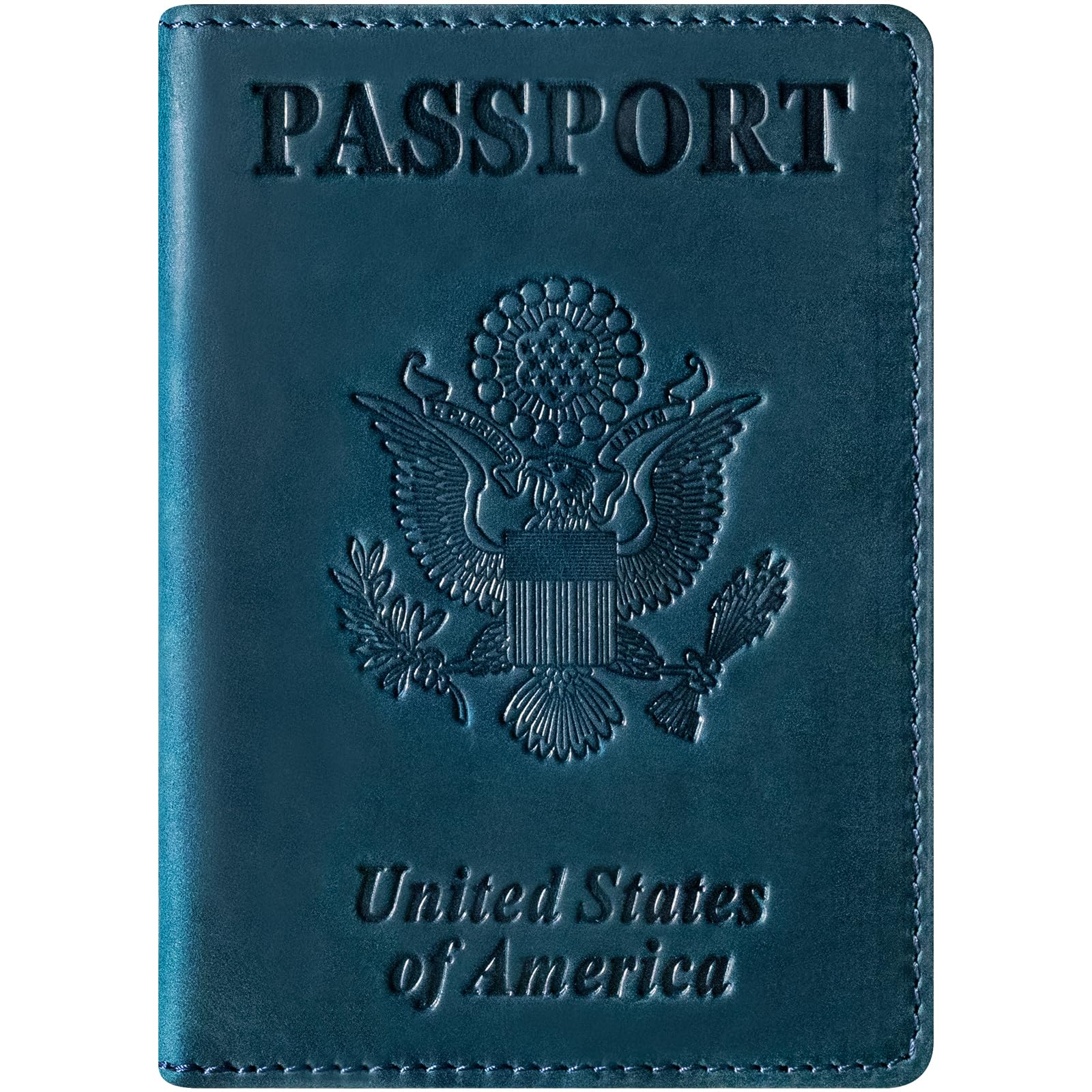 Premium RFID Blocking Leather Passport Holder - Travel Wallet for Men & Women - Secure Document Organizer with Card Slots - Perfect for Airports, Business Trips & International Travel (Blue)