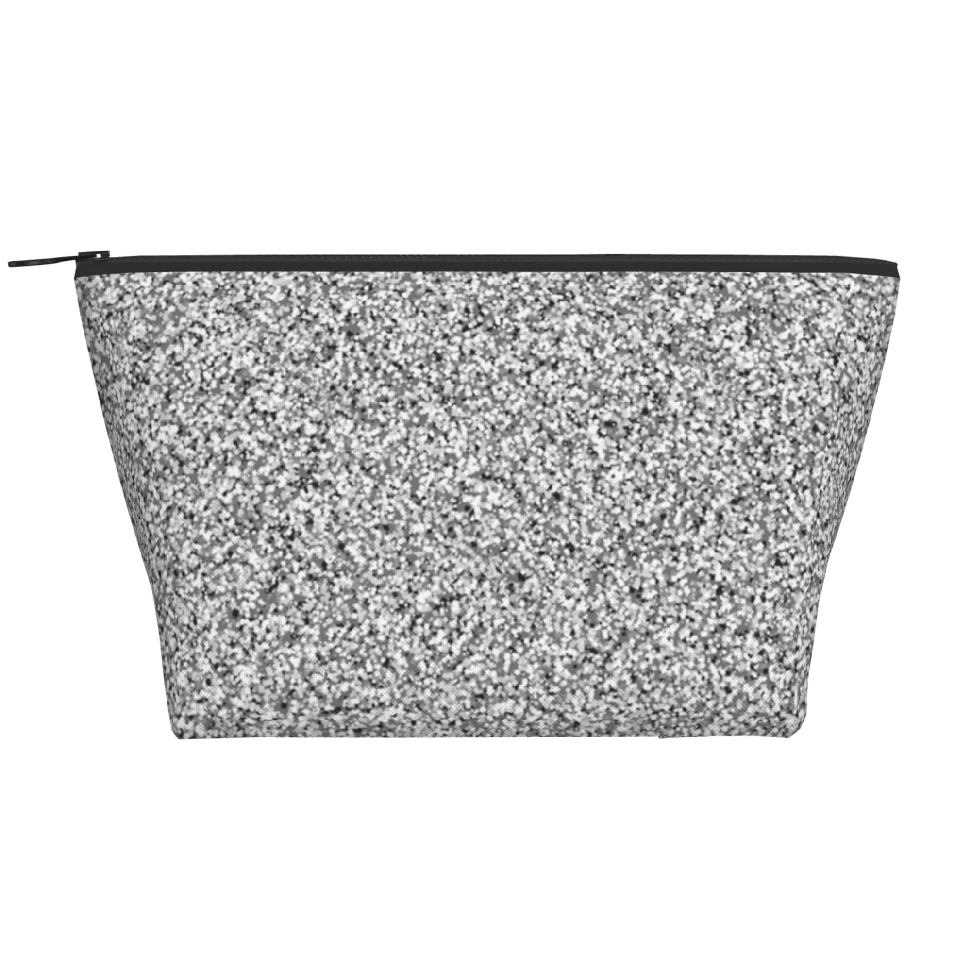 SWEET TANG Women's Silver Glitter Makeup Bag - Waterproof Cosmetic Pouch Organizer for Travel, Gym & Daily Use | Perfect for Toiletries, Brushes & Beauty Essentials