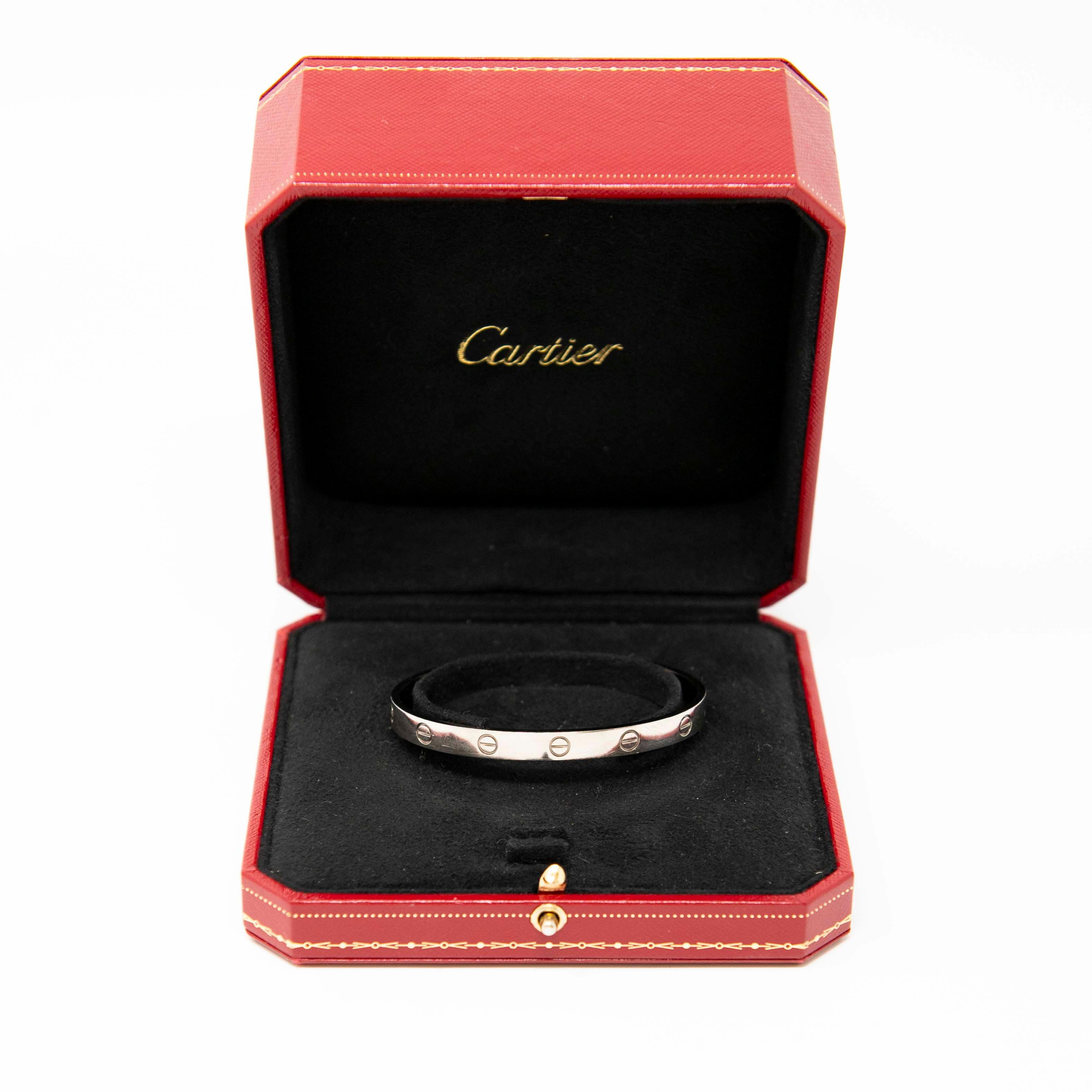 Cartier 18K White Gold Love Cuff Bracelet - Elegant Luxury Jewelry for Women, Perfect for Anniversaries, Weddings & Special Occasions