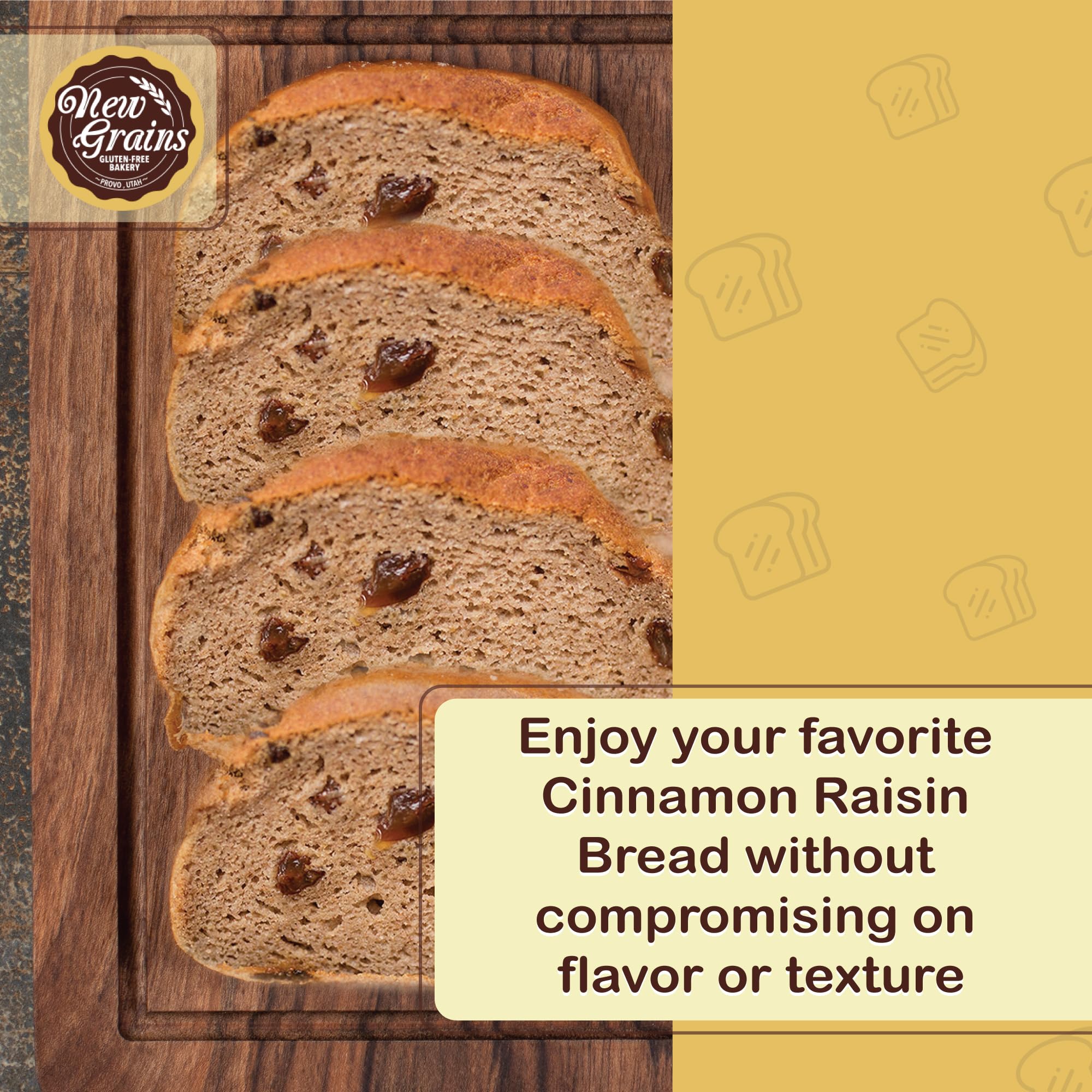 Gluten-Free Cinnamon Raisin Bread - 2 Pack | Healthy Breakfast & Snack Option | Perfect for Toasting, Sandwiches & Tea Time