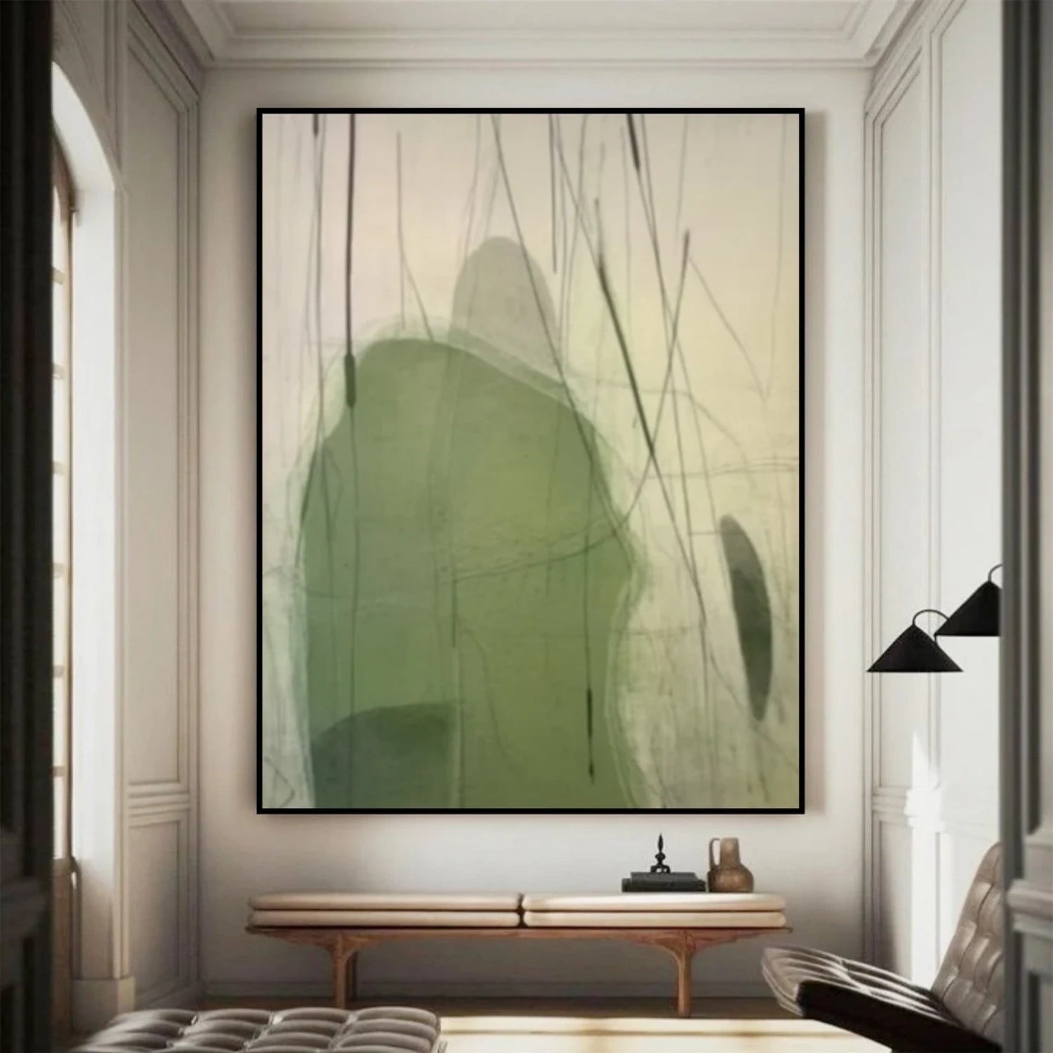 Beige & Green Abstract Wall Art Print #BG120 - Modern Home Decor for Living Room, Bedroom & Office