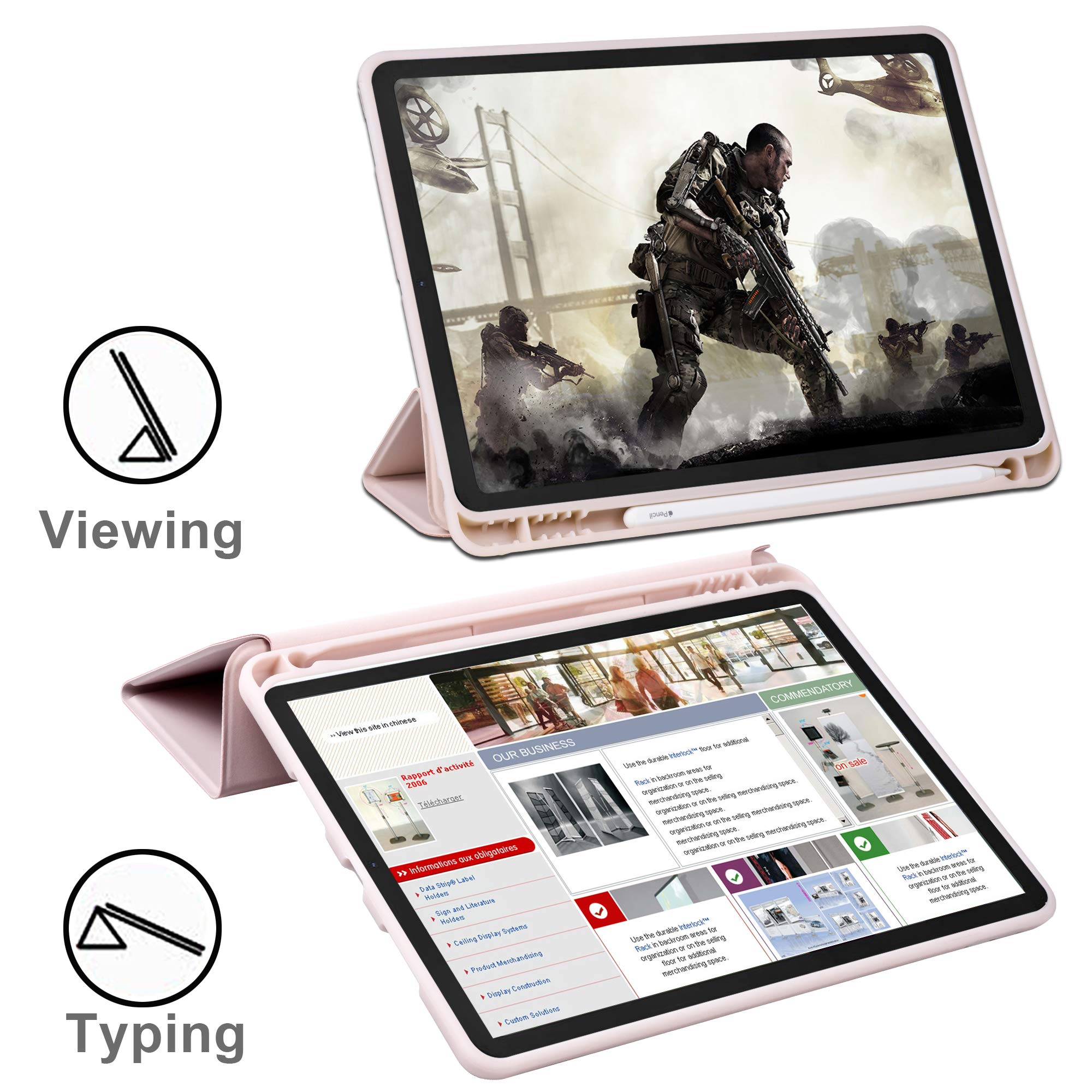 Premium Trifold Smart Case for iPad Air 6th/5th/4th Generation (11 inch 2024 & 10.9 inch) with Kickstand, Auto Wake/Sleep & Apple Pencil Holder - Rose Gold | Perfect for Work, Study & Travel Protection