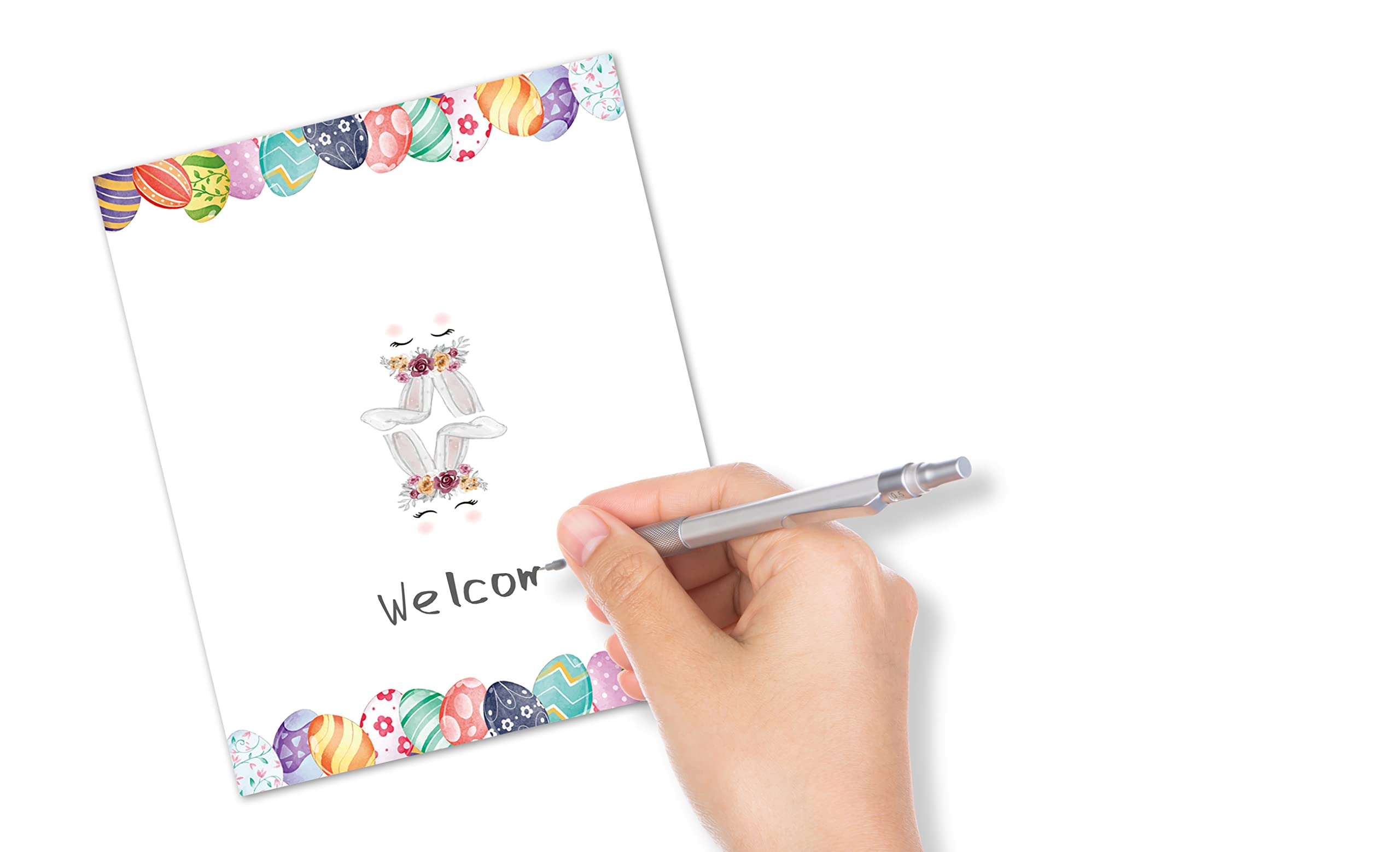 Easter Tent Style Place Cards - Pack of 25 Half-Fold Table Name Cards with Cute Bunny & Egg Design - Perfect for Spring Weddings, Baby Showers, Dinner Parties & Easter Table Decorations - Great for Holiday Celebrations & Special Events