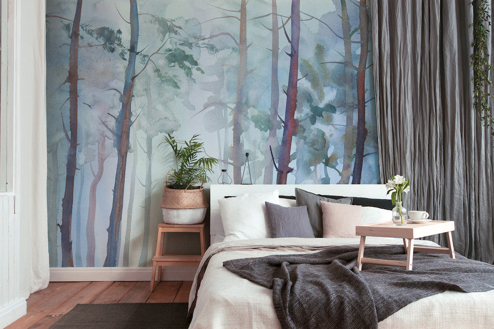 Aquarelle Forest Design Wall - Watercolor Nature Wall Decor for Home & Office | Perfect for Living Room, Bedroom, and Workspace