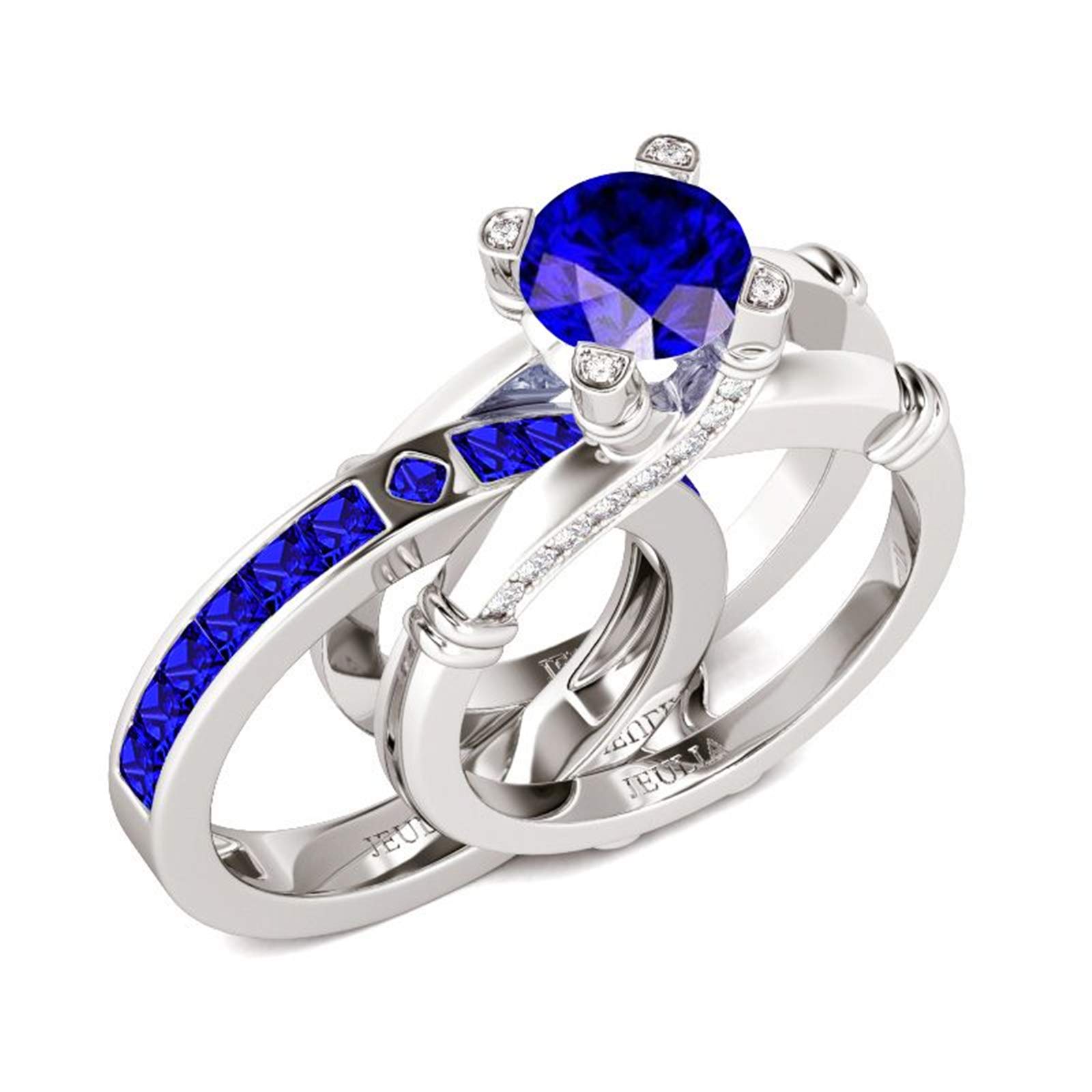Jeulia Diamond Band Rings for Women - Sterling Silver CZ Interchangeable Ring Sets, Wedding, Engagement, Anniversary, Promise, Bridal Jewelry - Perfect for Proposals, Bridal Parties & Special Occasions