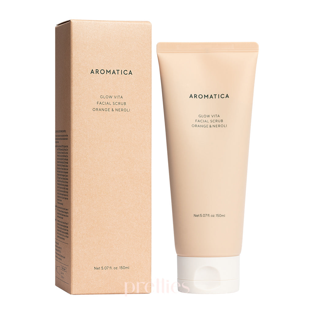 AROMATICA Glow Vita Facial Scrub with Orange & Neroli - 150ml Exfoliating Face Scrub for Brightening & Smoothing Skin - Perfect for Daily Skincare Routine & Spa Night