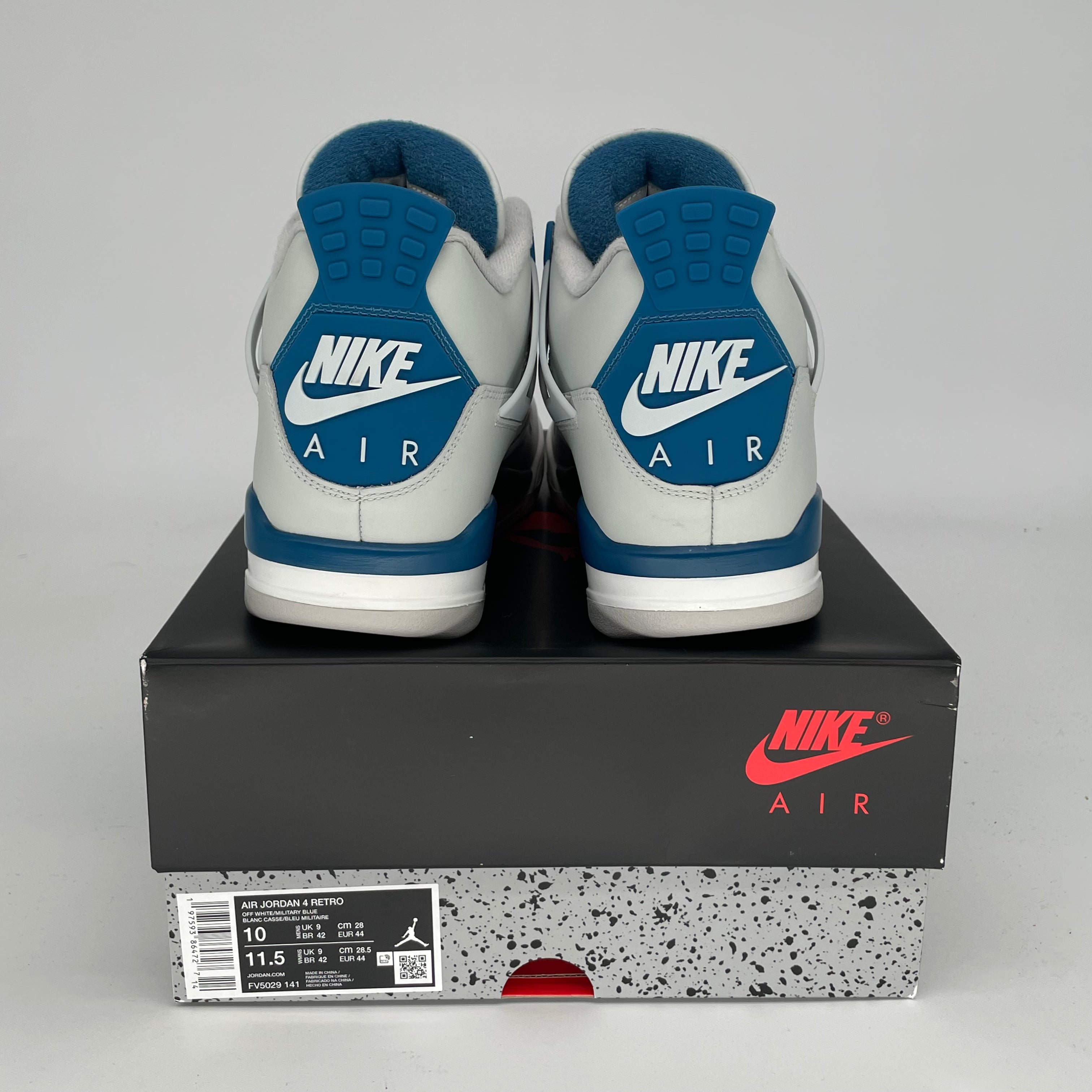 Original Air Jordan 4 Retro 'Military Blue' Men's Basketball Shoes - Size 10 & Women's Size 11.5 (FV5029-141) - Perfect for Sneaker Collectors & Streetwear Fashion
