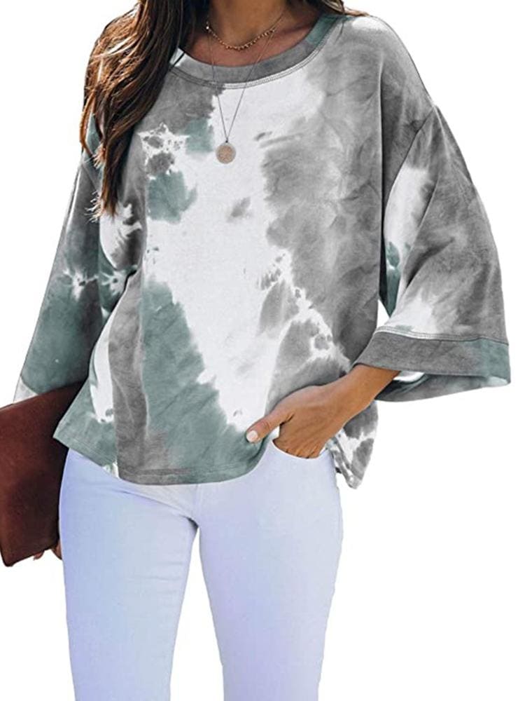 Lovevop Women's Casual Loose Fit Tie Dye T-Shirts - Comfortable Short Sleeve Tees for Summer, Beach, Travel & Everyday Wear