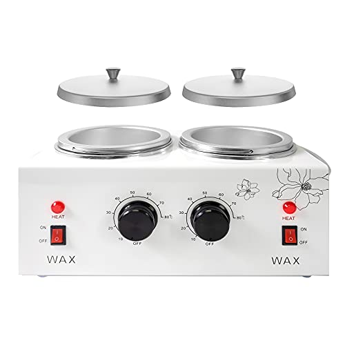 Professional Wax Warmer Kit for Painless Hair Removal - Adjustable Temperature Wax Heater with 40 Wax Sticks (Double Pots) - Portable Waxing Machine for Women & Men - Perfect for Home, Salon, and Travel Use