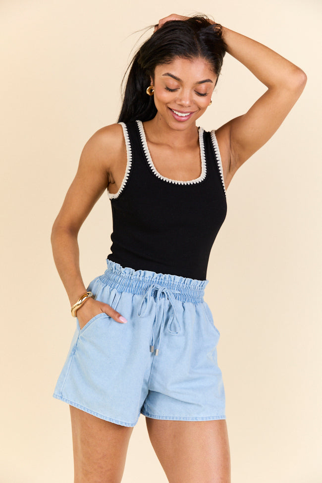 Pretty Please Black Whipstitch Knit Bodysuit - Sexy Women's Fashion Bodysuit for Night Out, Date Night & Club Wear