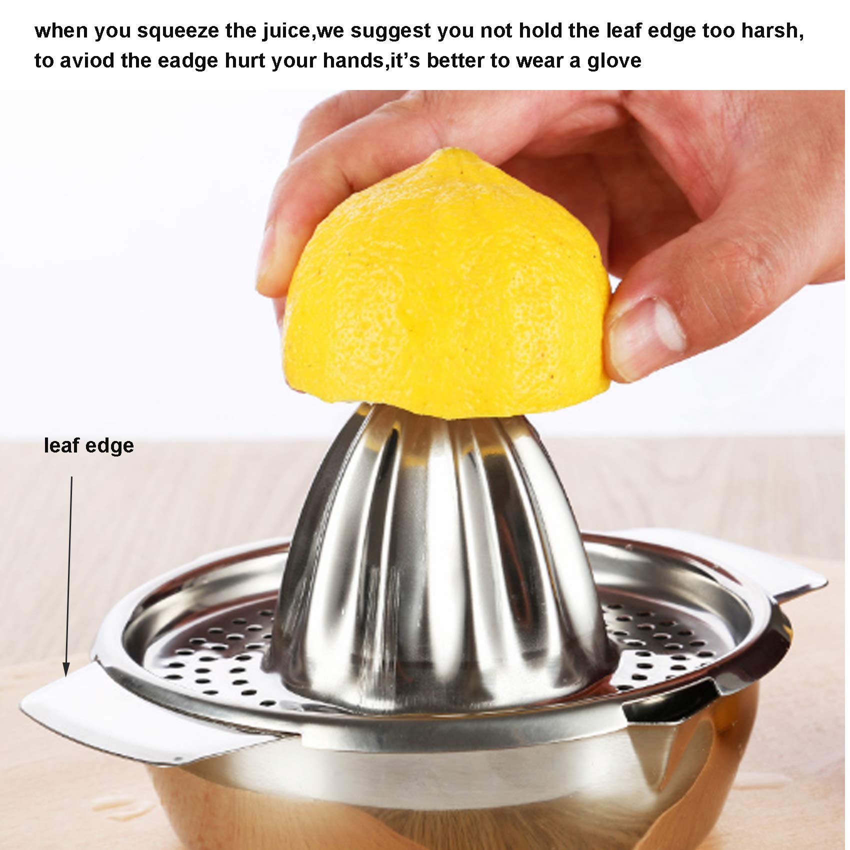 Premium Stainless Steel Lemon Squeezer - Heavy Duty Citrus Juicer for Lemons, Oranges & Limes - Ergonomic Hand Press with Drip-Free Spout & Storage Bowl - Perfect for Cocktails, Baking & Healthy Juicing at Home