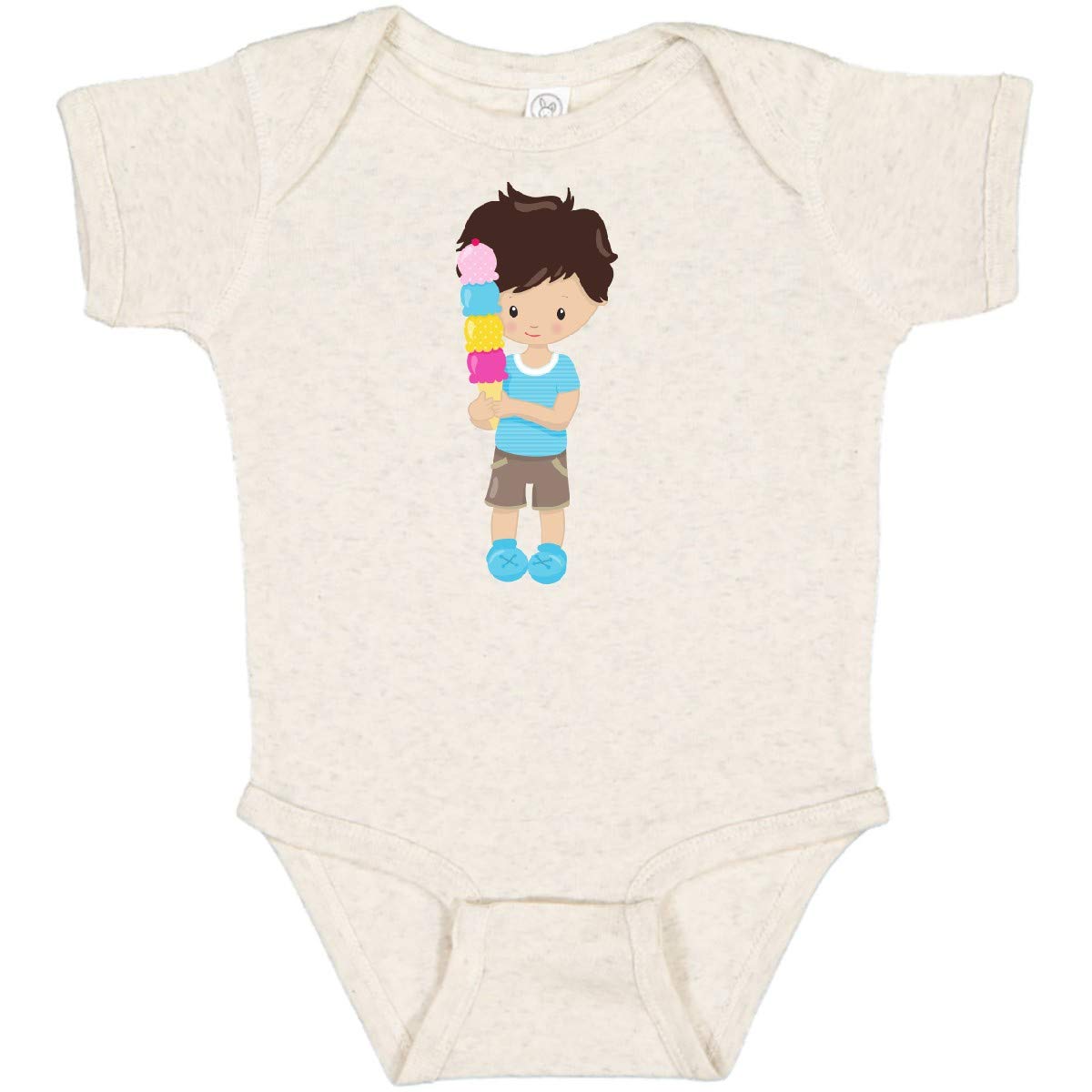 Inktastic Boy with Ice Cream Brown Hair Baby Bodysuit - Soft Cotton Infant Onesie for Summer Outings & Photo Shoots