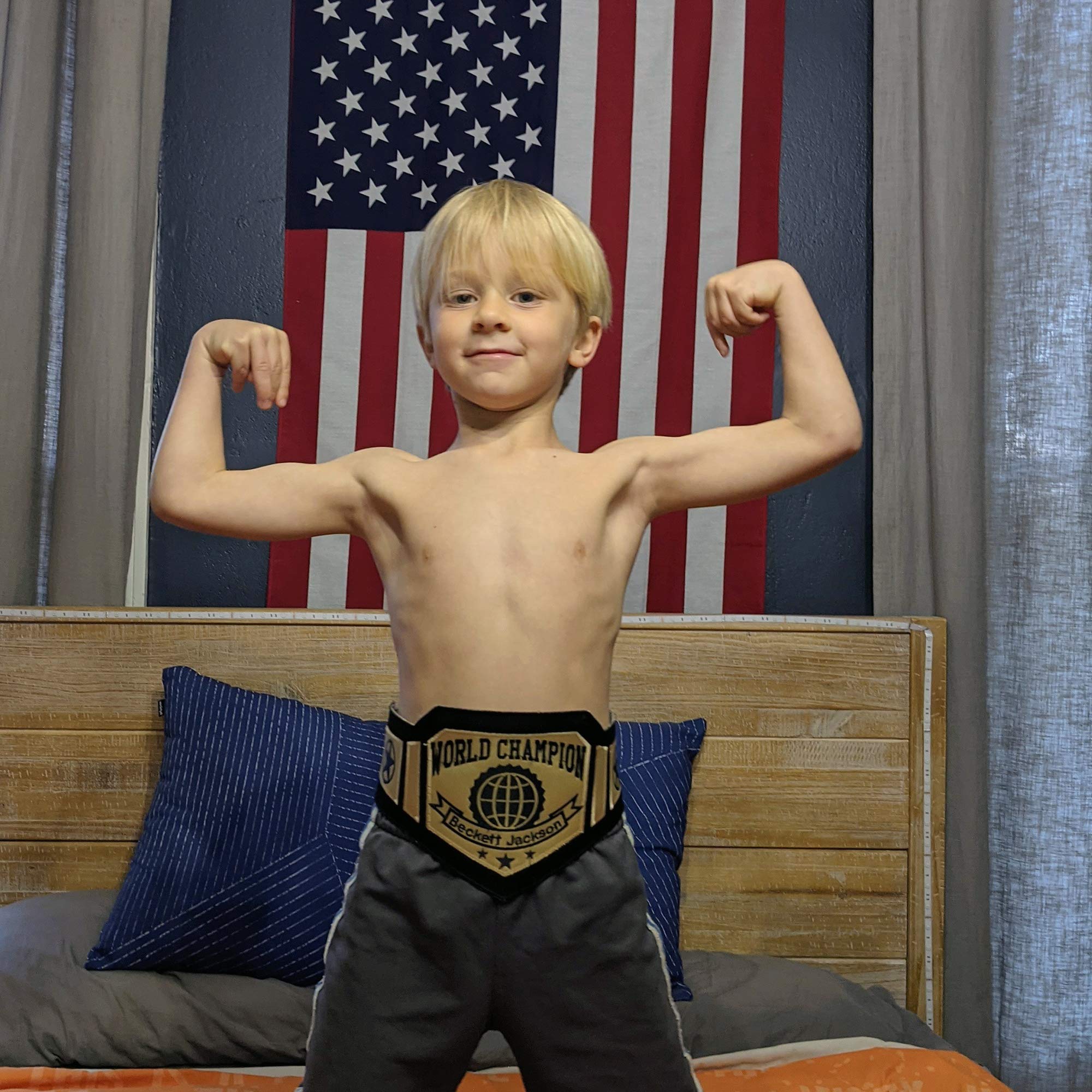 Everfan Personalized Wrestling Championship Belt - Custom World Champion Wrestler Costume Belt for Kids & Adults - Perfect for WWE Cosplay, Halloween Costumes & Sports Awards
