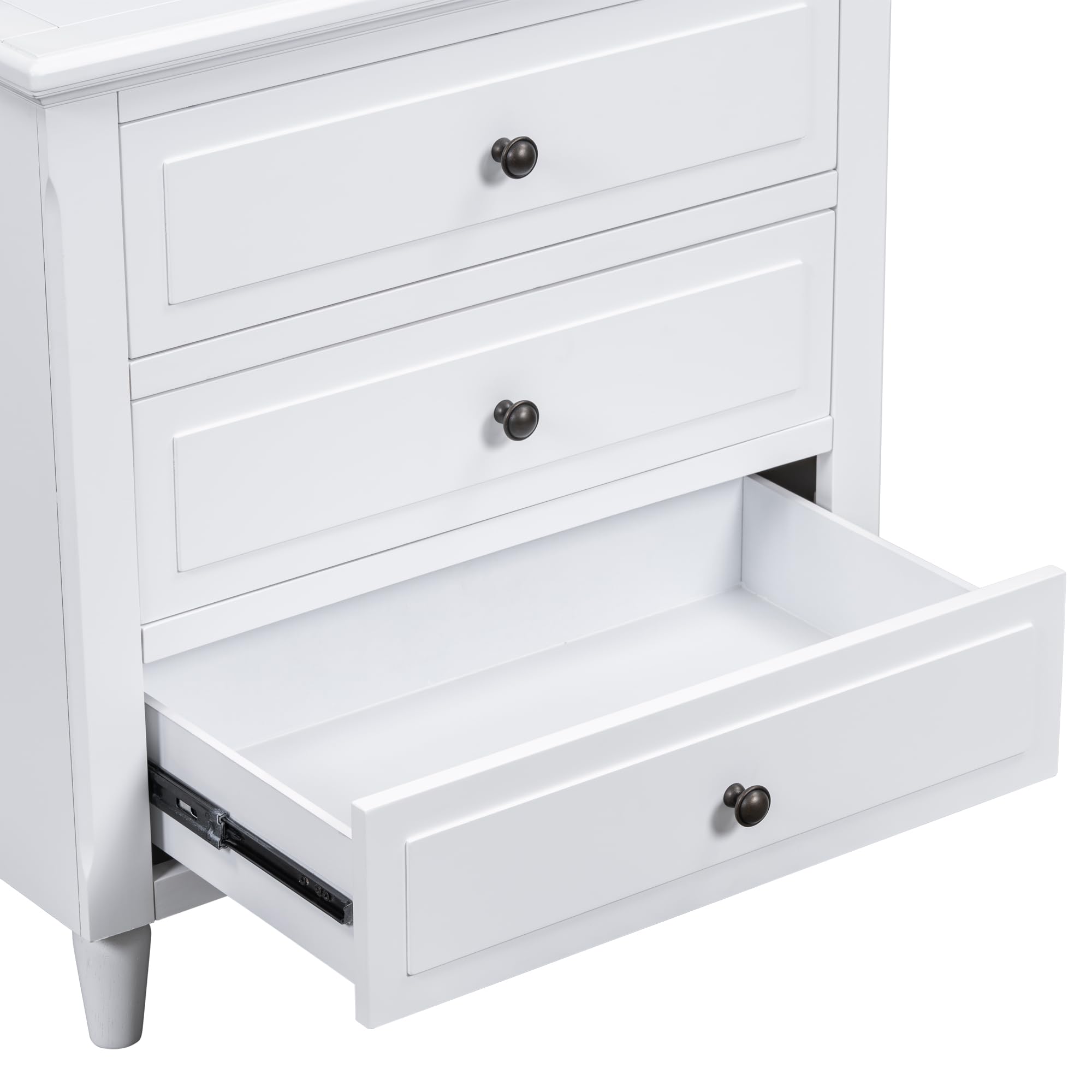 Modern White 3-Drawer Nightstand - Wooden Accent End Table with Storage for Bedroom, Living Room | Small Side Table for Bedside, Sofa & Home Decor