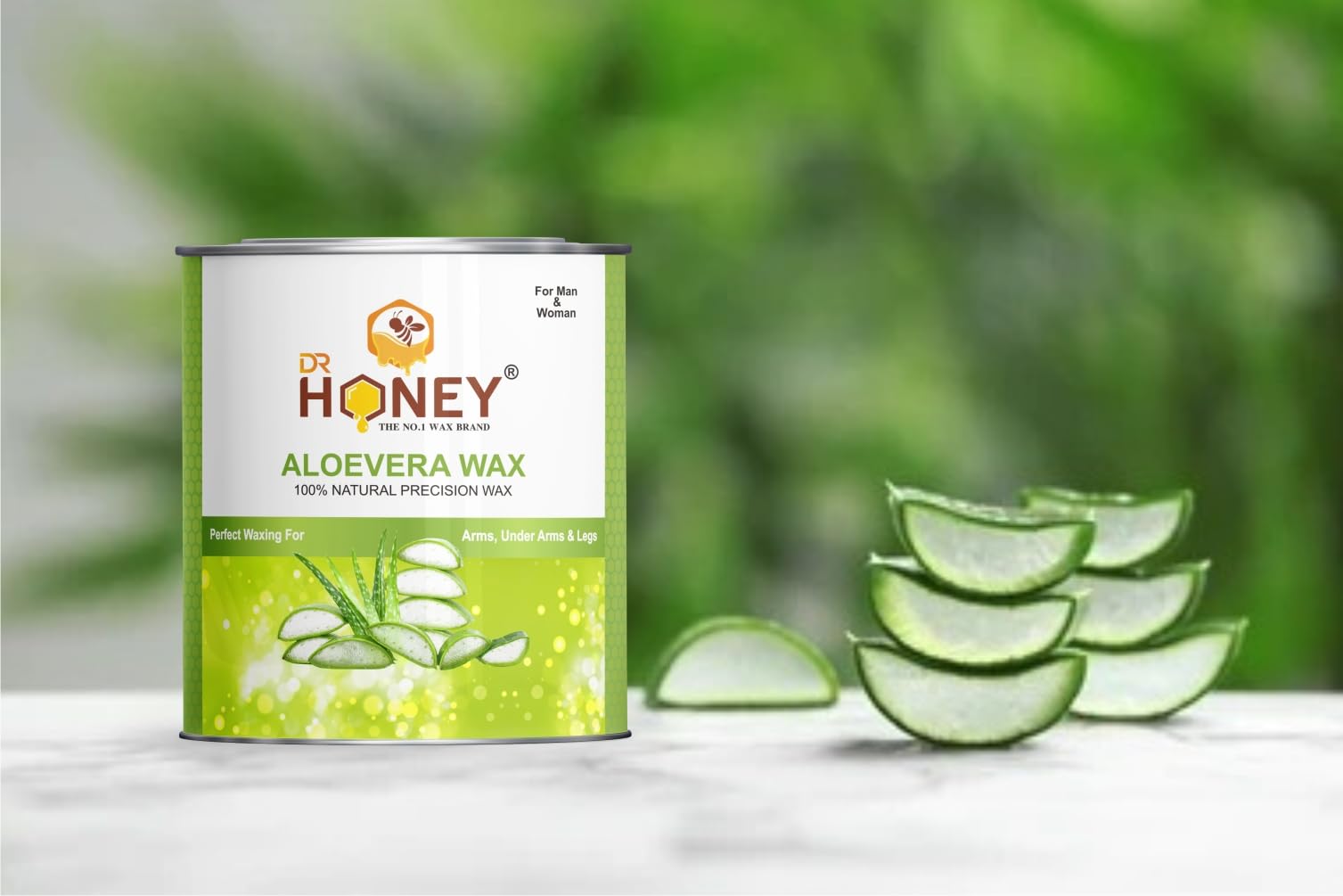 DR HONEY Aloe Vera Hair Removal Wax Kit - 21.1oz for Legs, Arms, Underarms & Bikini Area | Painless & Easy At-Home Hair Removal for Men & Women | Lasting Smooth Skin | Perfect for Summer, Beach & Swimsuit Season