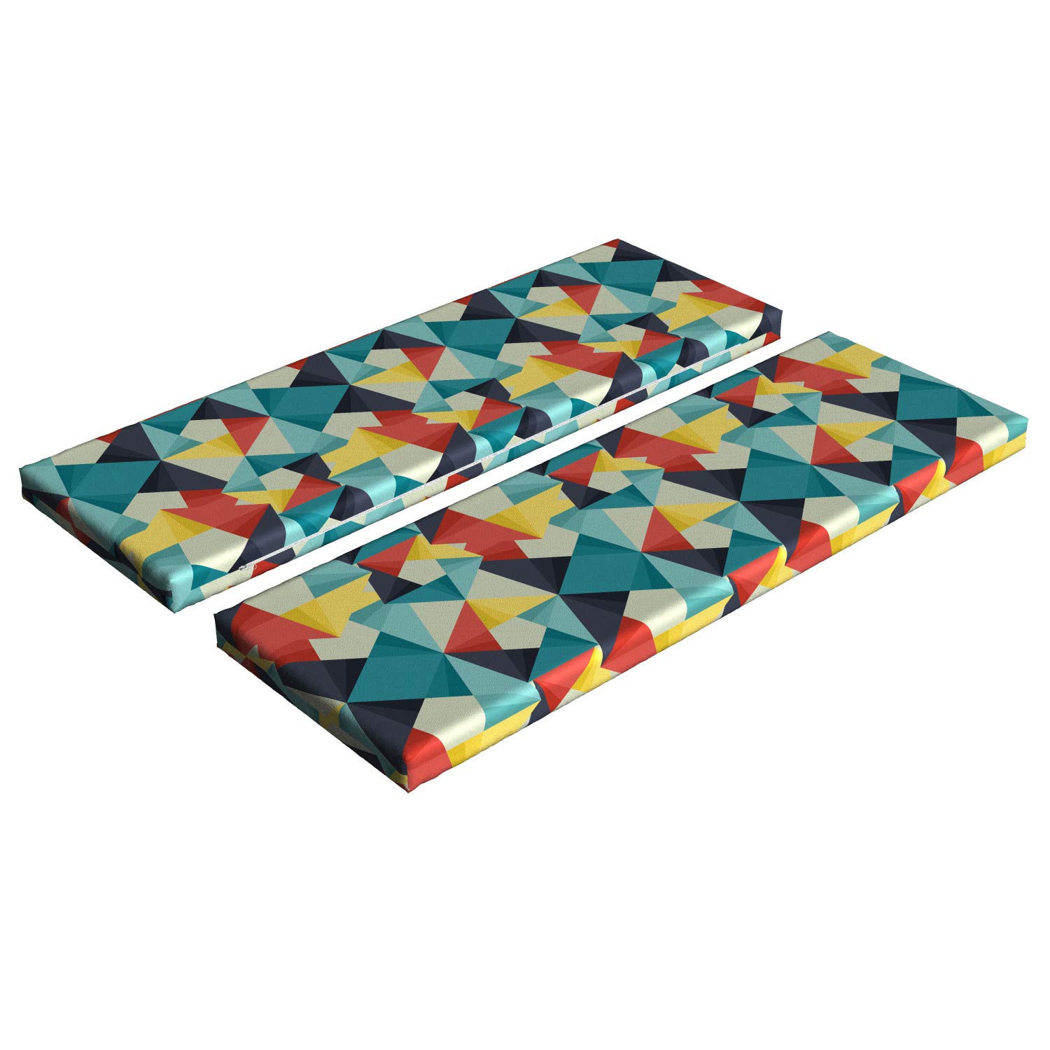 Ambesonne Abstract Bench Cushion Set of 2 - Colorful Geometric Triangle Pattern Foam Seat Pads with Decorative Cover, 45