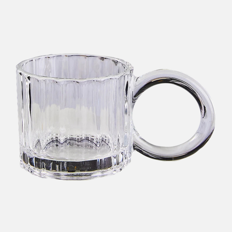 Opa Ring Glass Mug - 12oz Clear Glass Coffee Cup with Handle, Perfect for Hot Tea, Iced Coffee, and Smoothies at Home, Office, or Cafe
