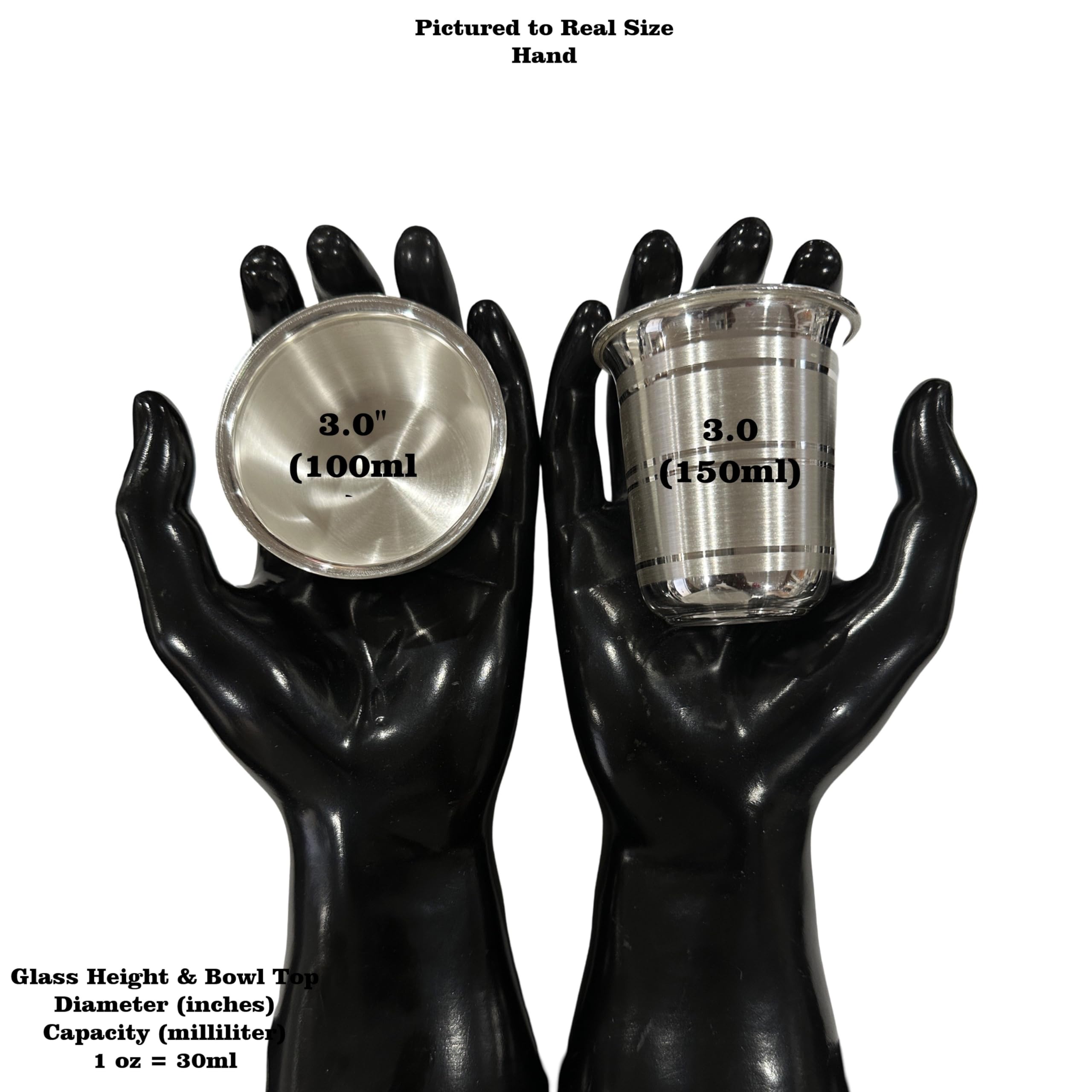999 Pure Silver 3.0 Inch Glass & Bowl Set - Premium Drinking Cup for Whiskey, Cocktails, and Fine Liquor - Elegant Barware for Home, Parties, and Gifts