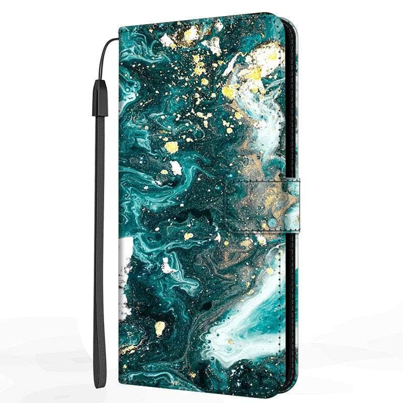 Samsung Galaxy A14 Phone Case - Premium Marble Leather Cover with Shockproof Protection for Daily Use, Work & Travel