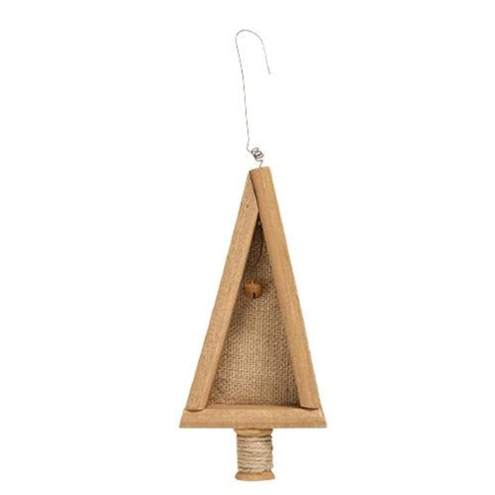 Handmade Burlap & Wood Christmas Tree Ornament - Rustic Farmhouse Holiday Decor for Xmas Tree, Home, and Gift Giving