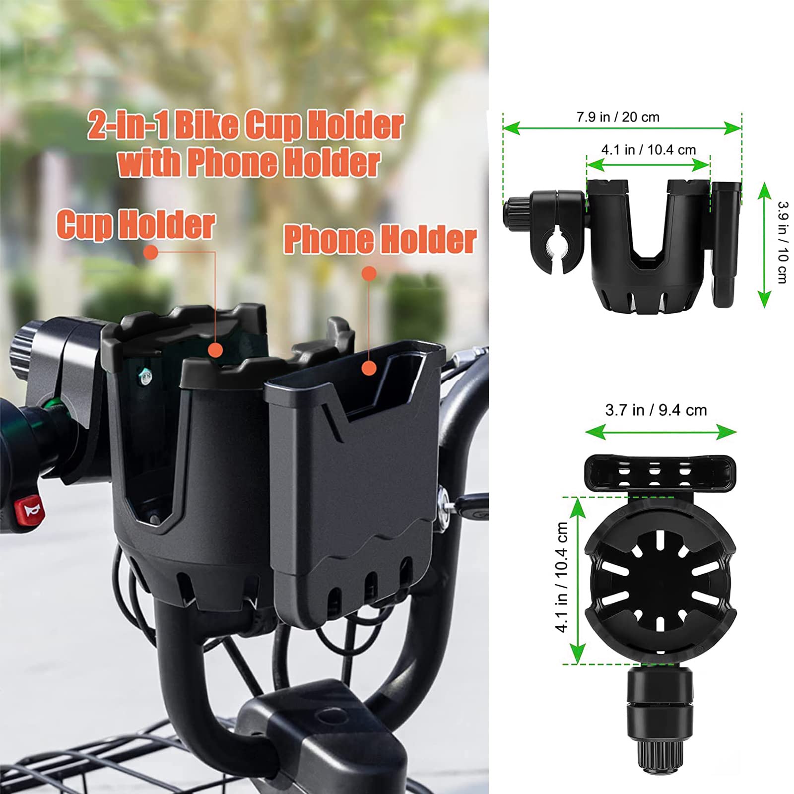 Universal Stroller Cup Holder with Phone Pocket - 2-in-1 Drink & Smartphone Holder for Baby Strollers, Wheelchairs, Bikes & Scooters - Perfect for Parents on the Go, Outdoor Adventures & Daily Commutes