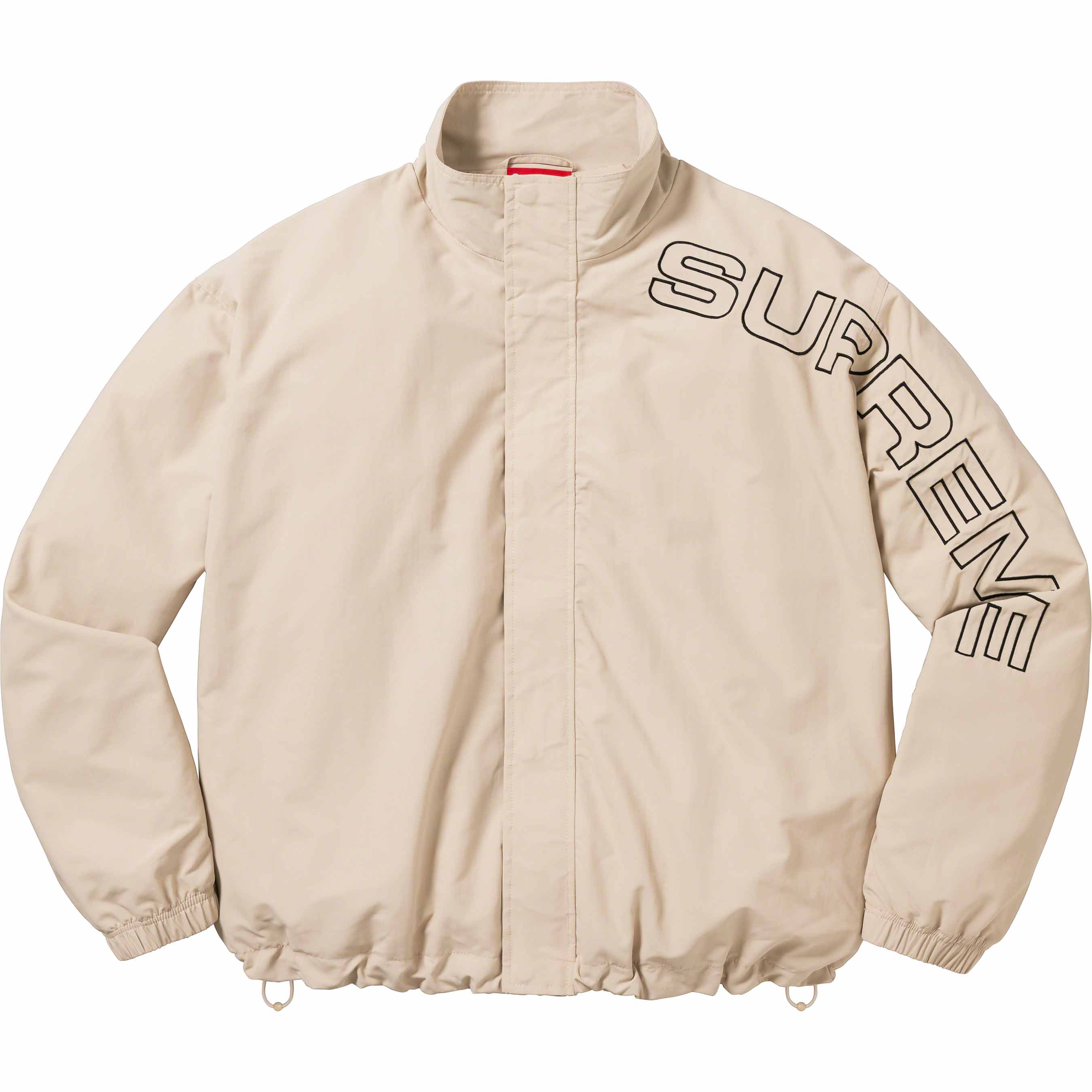 Spellout Embroidered Track Jacket Sand - Stylish Lettering Athletic Jacket for Women & Men - Perfect for Running, Gym Workouts & Casual Streetwear Fashion