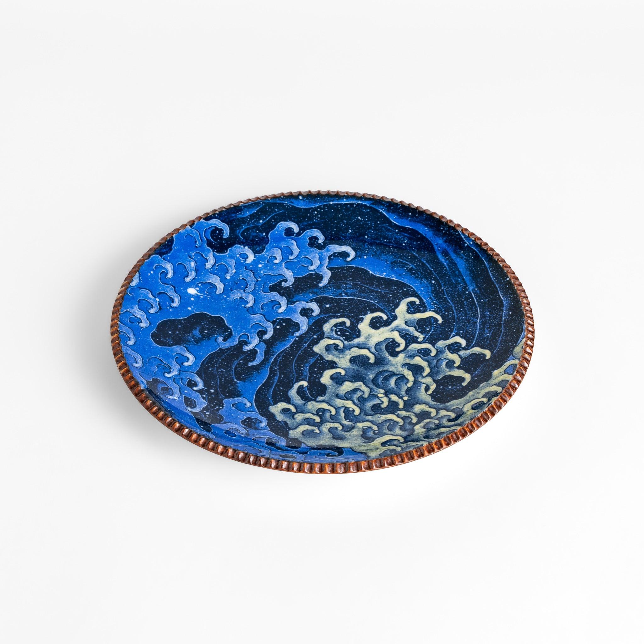 Hokusai Roaring Waves Salad Plate - Japanese Wave Design Ceramic Appetizer Dish for Sushi, Desserts & Party Serving - Perfect for Home Dining, Entertaining & Gift Giving
