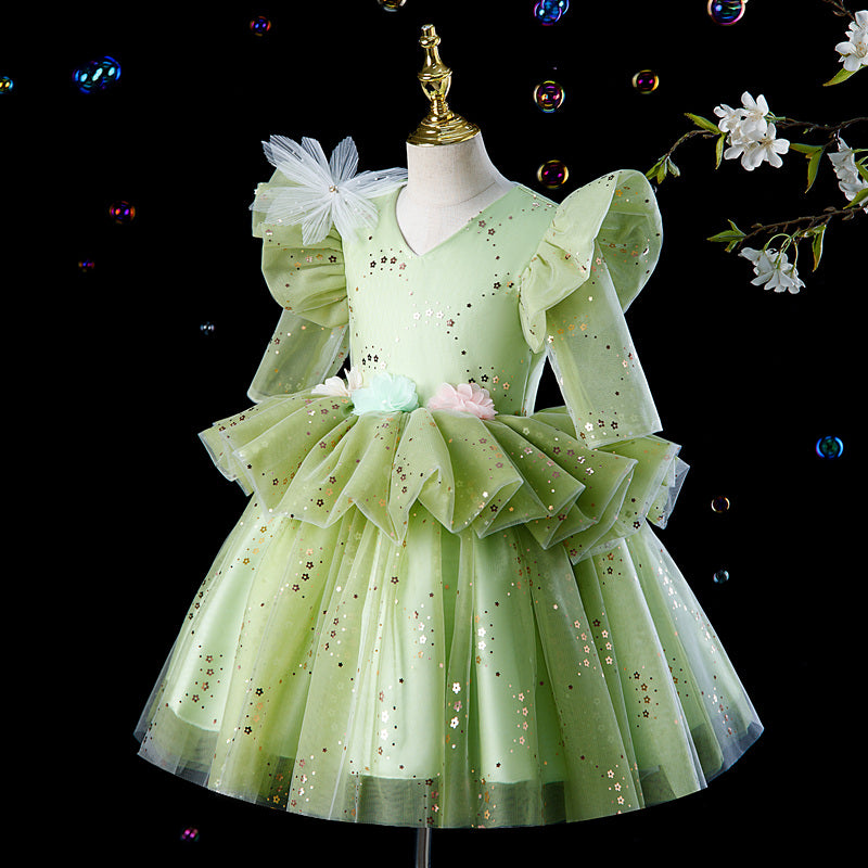 Sparkly Princess Dress for Girls – Elegant Sequined Wedding & Birthday Party Gown | Perfect for Pageants, Special Occasions & Photo Shoots