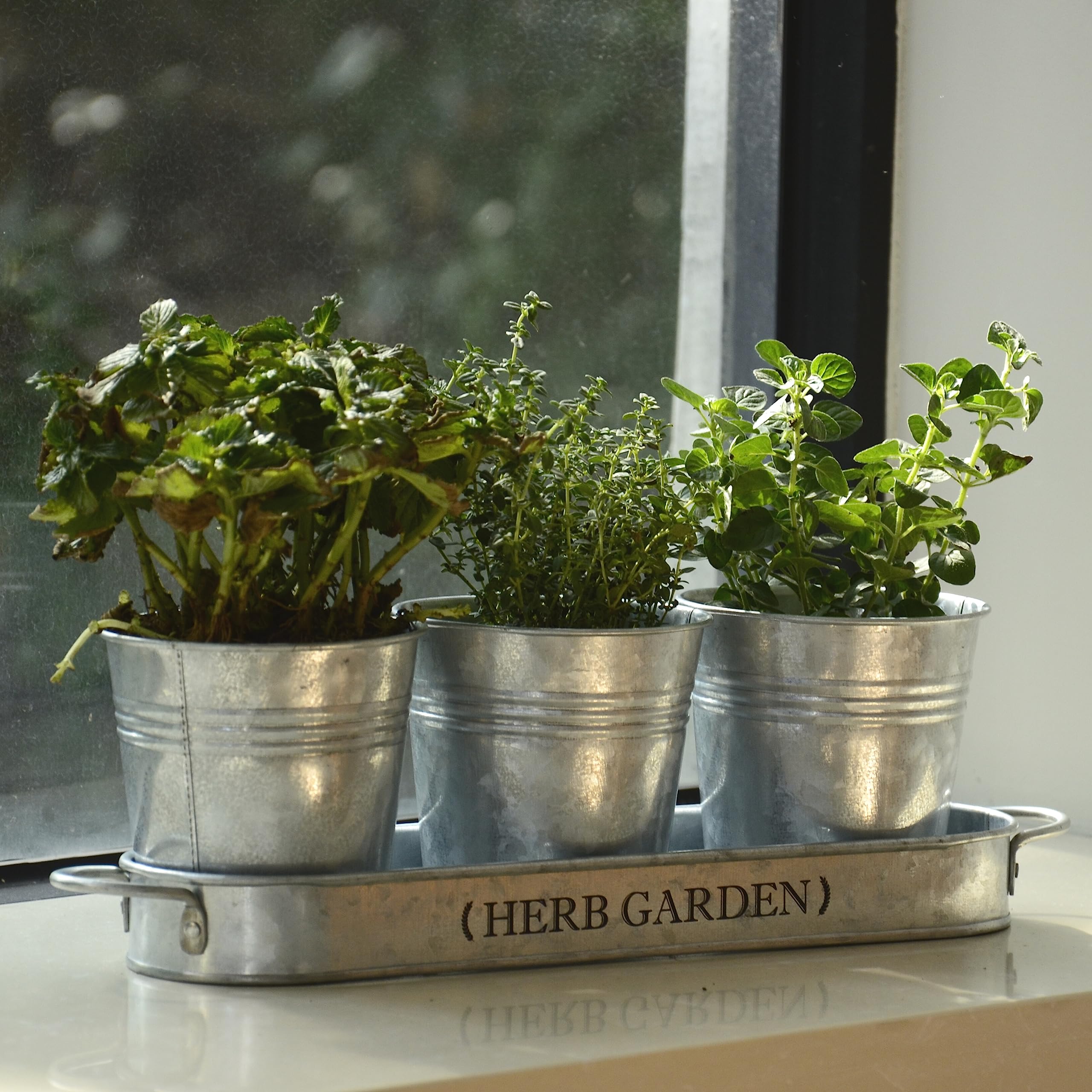 PERFNIQUE Indoor Herb Garden Kit - Farmhouse Style Planter for Windowsill, Kitchen, Balcony - Includes Drainage Tray (Planter Only) - Perfect for Growing Basil, Mint, Parsley & Fresh Herbs Indoors or Outdoors