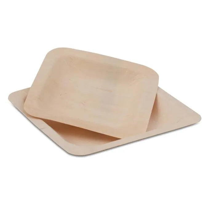 5.5 Inch Square Poplar Wood Plate - Natural Wood Serving Tray for Cheese, Charcuterie, Desserts & Appetizers - Perfect for Parties, Weddings & Home Decor