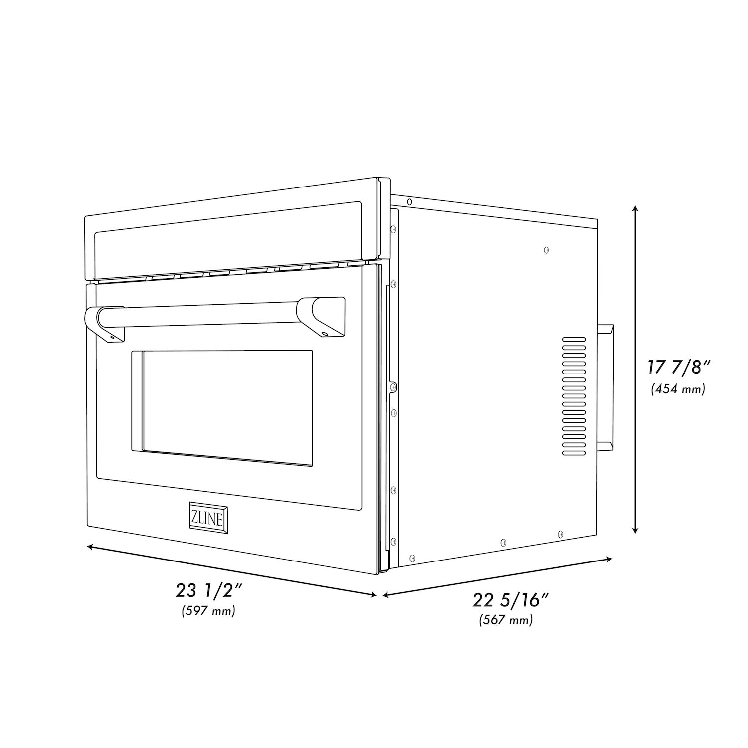 ZLINE Autograph Edition 24 Inch Built-In Convection Microwave Oven - 1.6 cu ft Capacity, Satin Stainless Steel with Champagne Bronze Accents (MWOZ 24 SS CB) - Perfect for Modern Kitchens, Small Spaces & Gourmet Cooking
