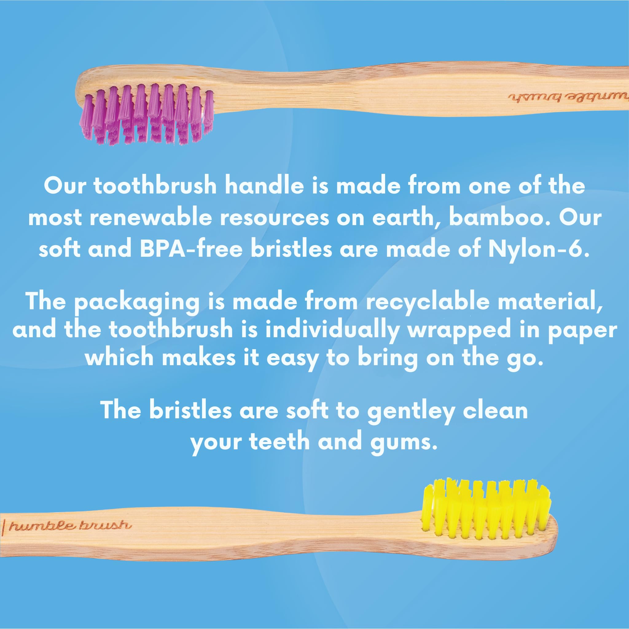 The Humble Co. Bamboo Toothbrushes 5-Pack - Eco-Friendly Natural Bamboo Toothbrushes with Soft Bristles for Adults & Kids | BPA-Free, Biodegradable, Sustainable Oral Care | Perfect for Travel, Home & Zero-Waste Lifestyle