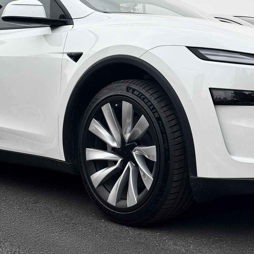 2025+ Tesla Model Y 20 Inch Helix Wheel Protectors - Premium ABS Curb Rash Guards for All-Weather Protection | Easy Snap-On Installation | Perfect for Parking, City Driving & Road Trips