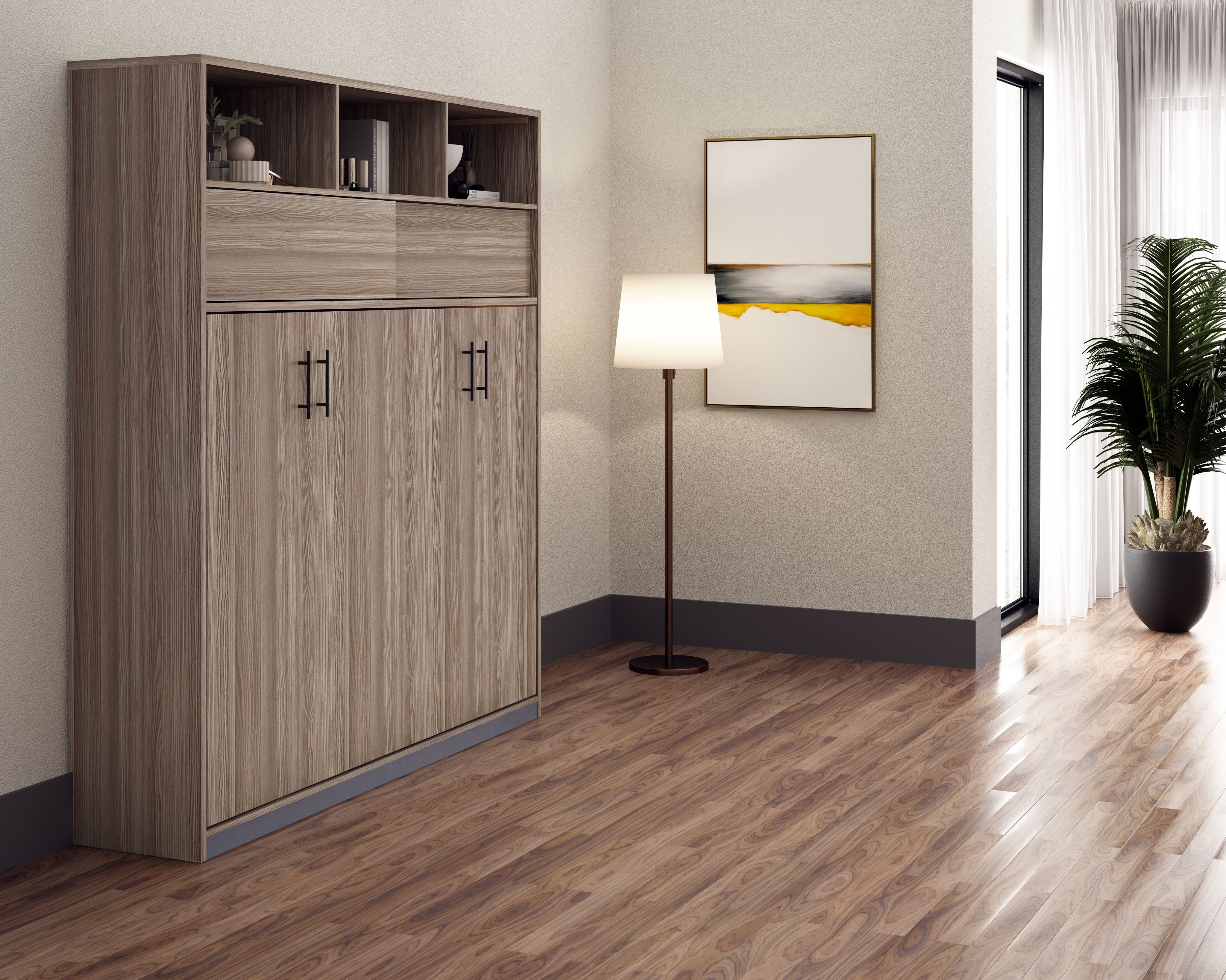 Space-Saving Double Full Size Murphy Wall Bed with Easy Fold-Down Mechanism - Perfect for Small Apartments, Guest Rooms & Home Offices