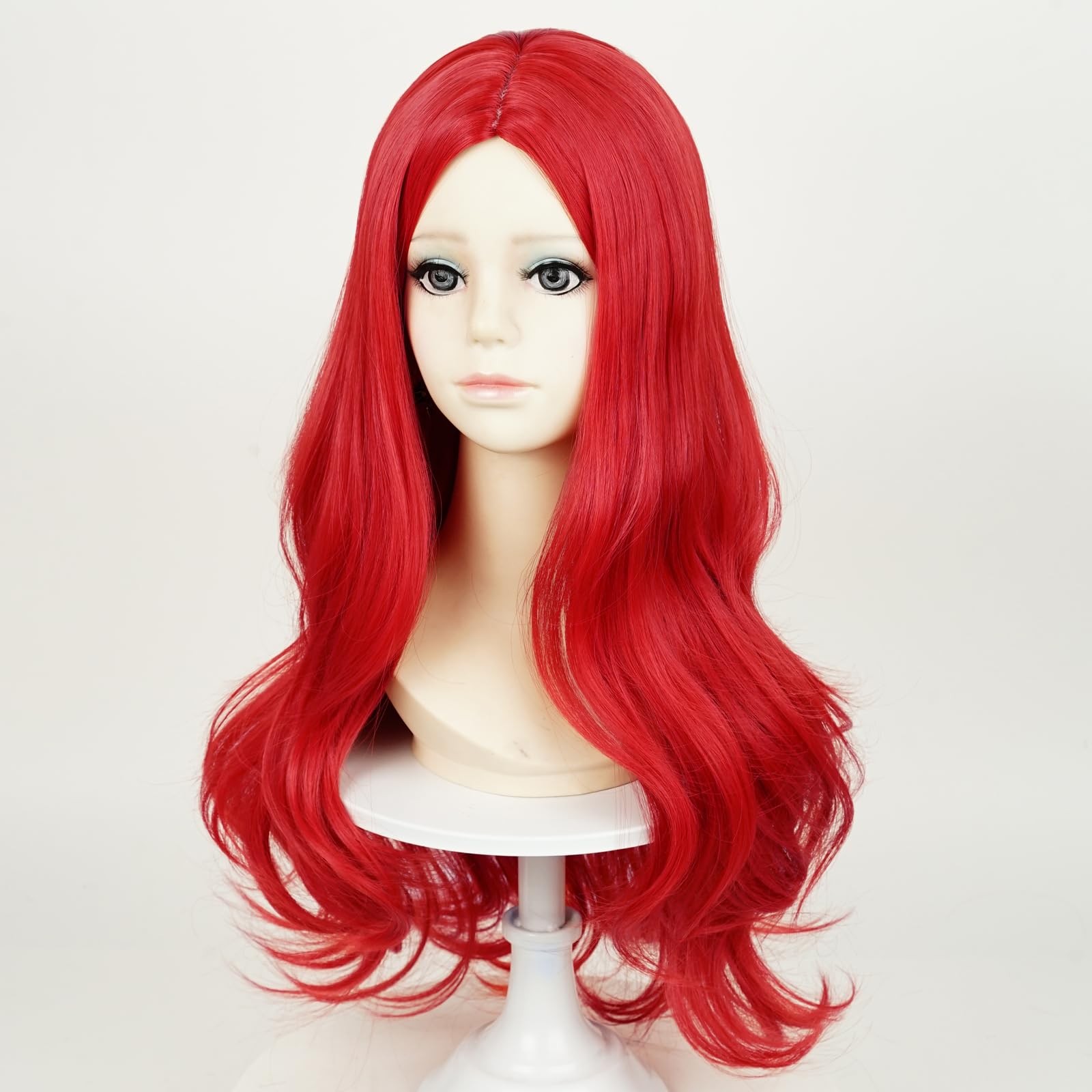 ProBeauty Long Red Mermaid Wig for Girls - Princess Wavy Costume Hair with Middle Part | Perfect for Halloween, Cosplay, Parties & Fantasy Dress-Up
