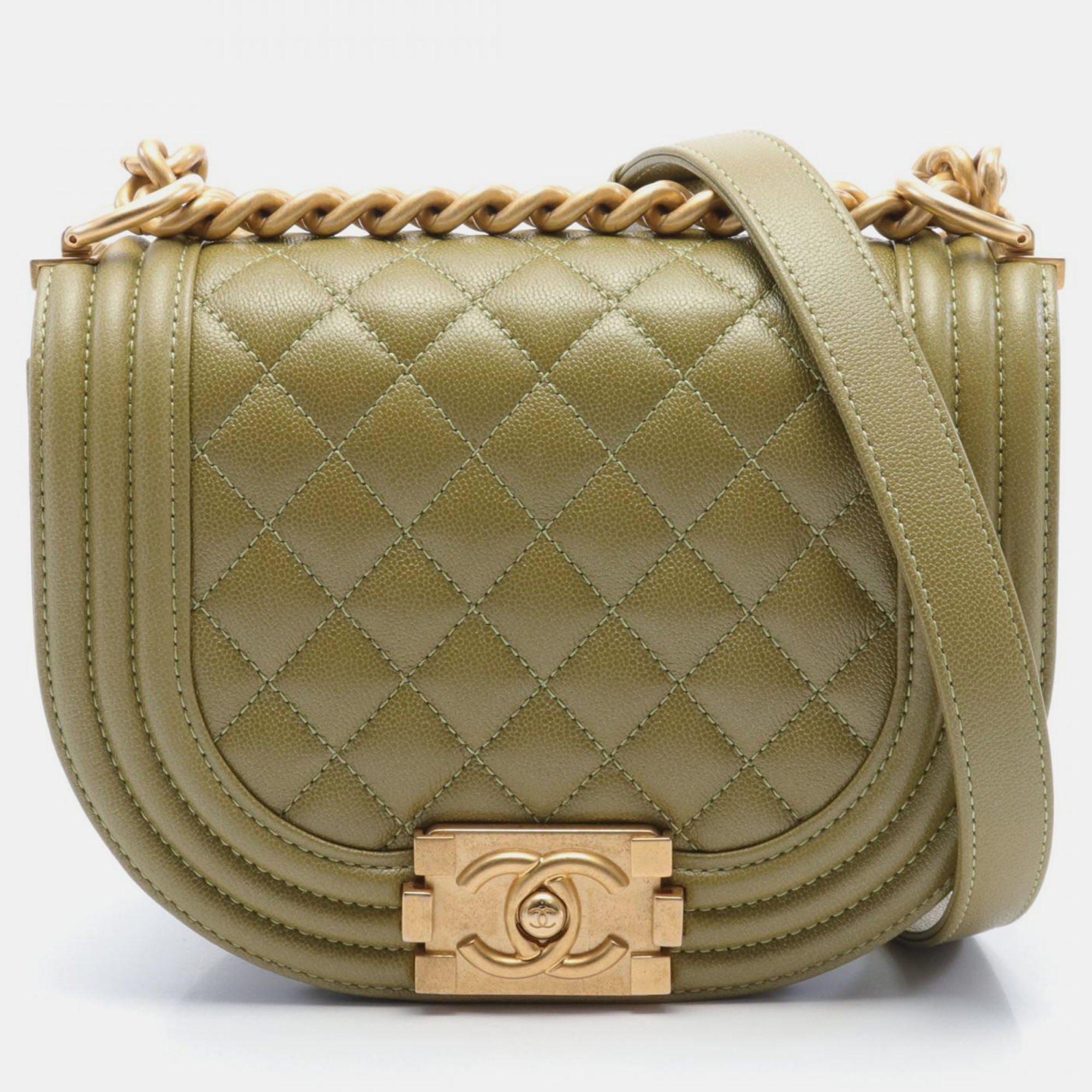 Chanel Beige Quilted Caviar Leather Le Boy Mini Shoulder Bag for Women | Luxury Designer Handbag for Parties, Dating & Everyday Use